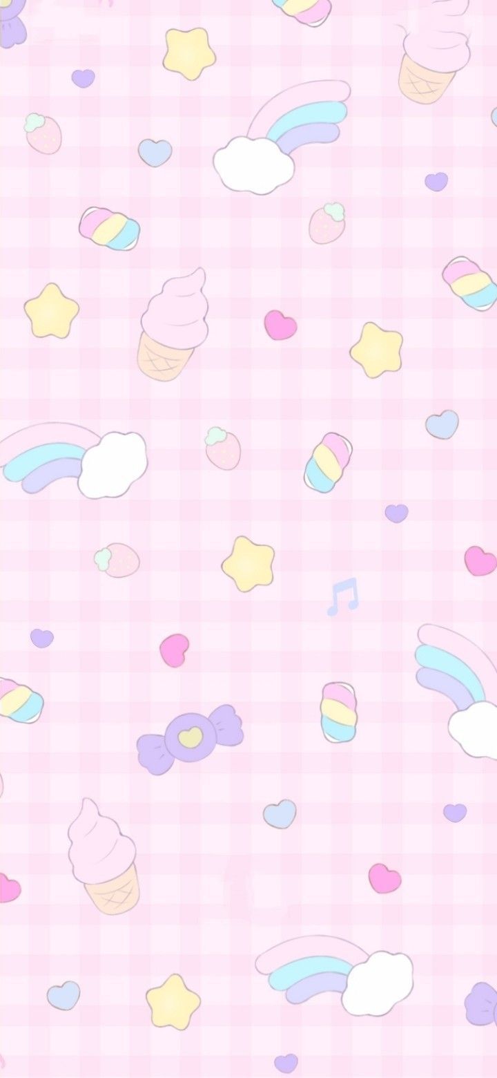 720x1560 Pink Wallpaper with Pastel Colored Clouds, Stars, and Rainbows. Whatsapp temas, Coisas aleatórias, Imagem de