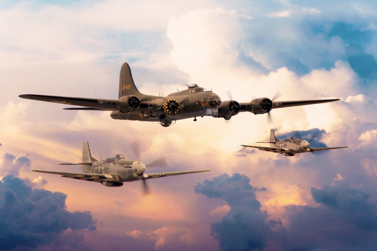 1300x867 Juliste, Poster USAAC B17 Flying Fortress and P51 Mustang. Tilaa netistä 1 ILMAINEN