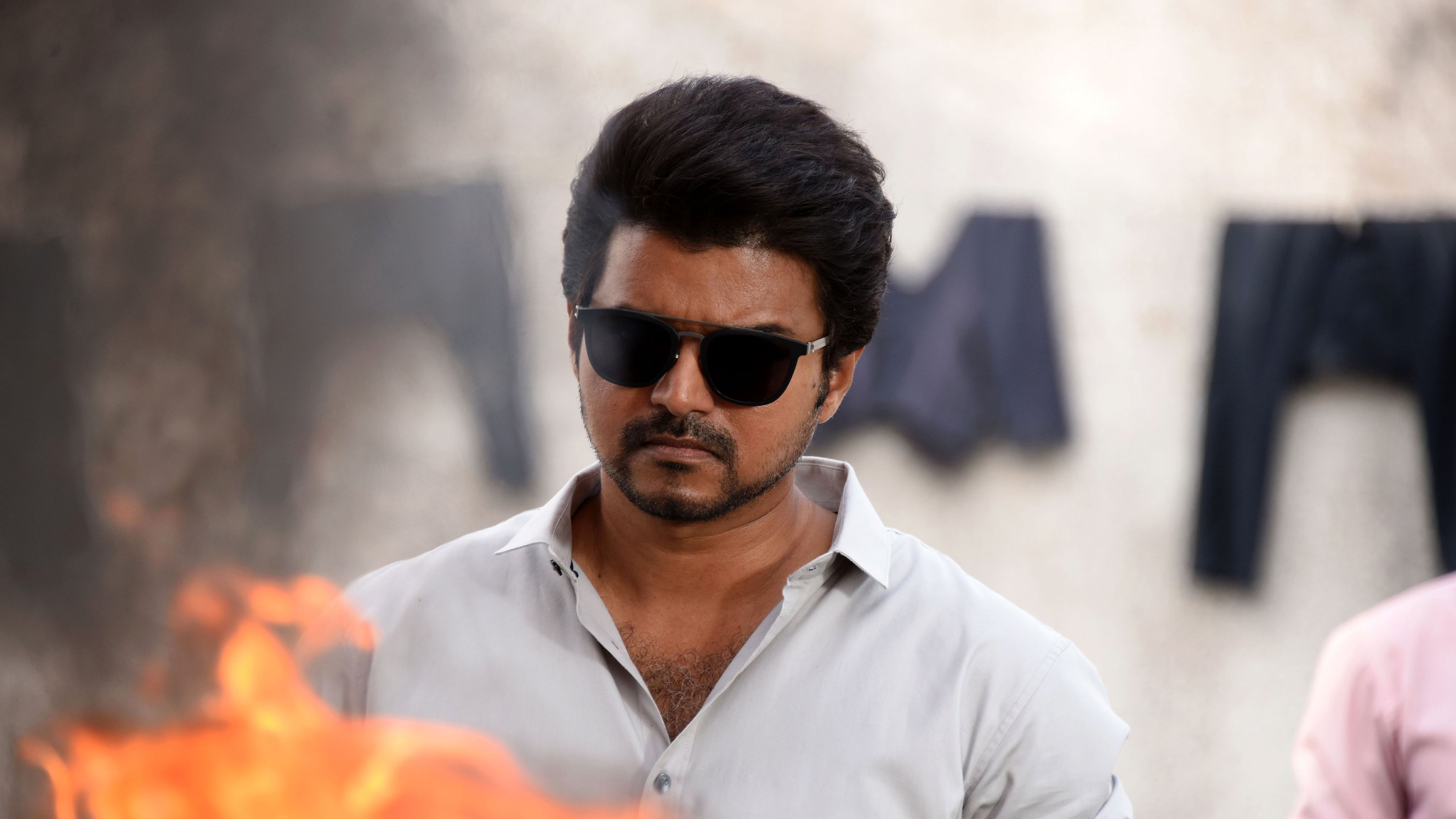 3840x2160 Vijay In White Shirt 4K HD Master Wallpaper