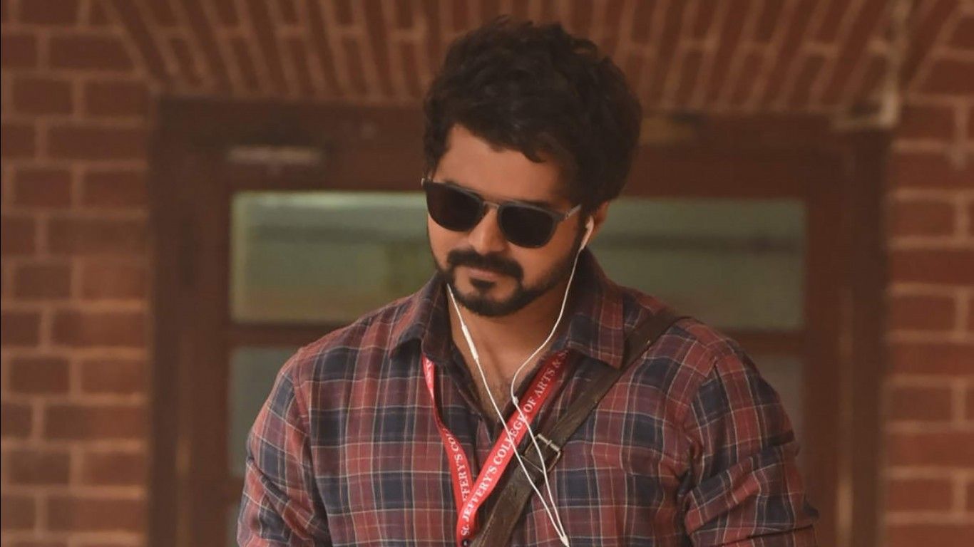 1366x768 Vijay Is Wearing Checked Shirt HD Master Wallpaper