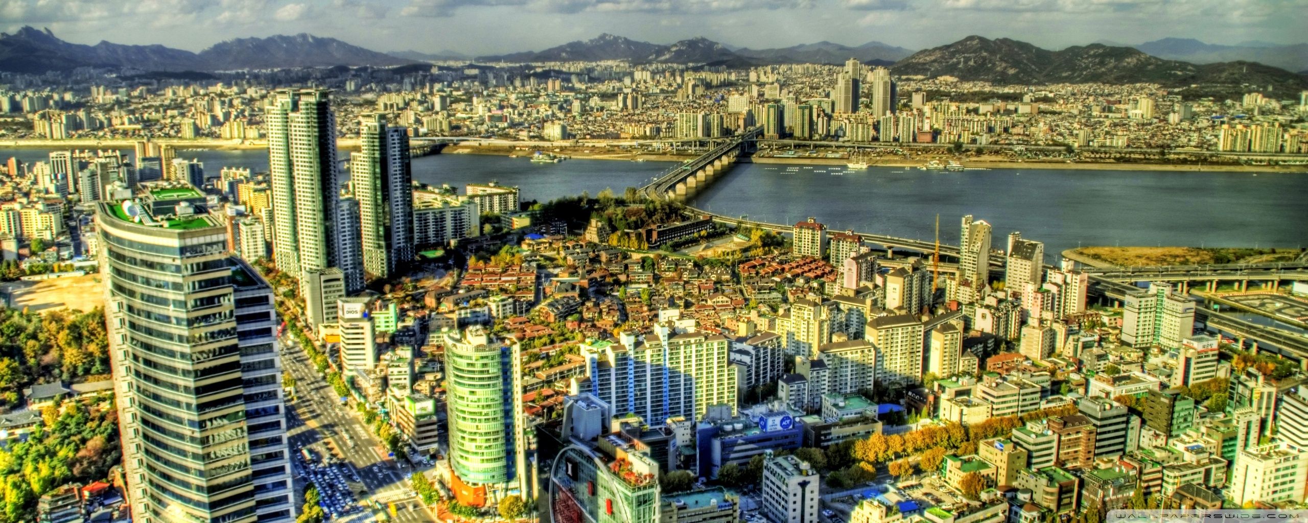 2560x1024 City Top View HDR 4K UHD Wallpaper for UltraHD Desktop and TV : Dual Monitor : Smartphone and Tablet Devices