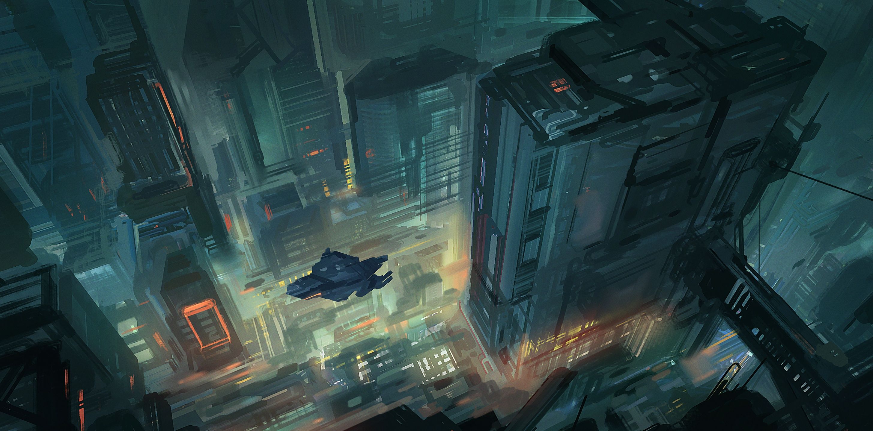 2912x1440 Scifi Future City Top View Vehicles Art Wallpaper, HD Artist Wallpaper, 4k Wallpaper, Image, Background, Photos and Picture