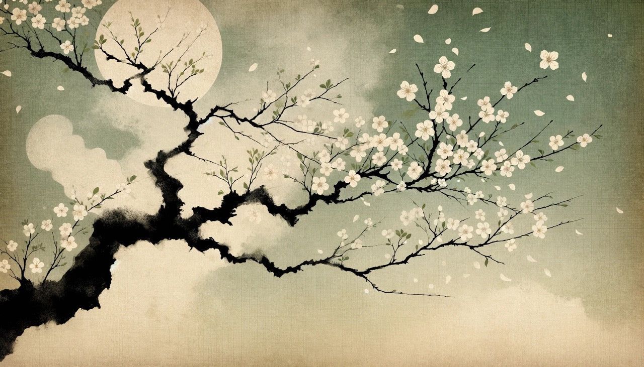 1280x731 Cherry Blossom Mural Wallpaper. Japanese Sakura Moon Art