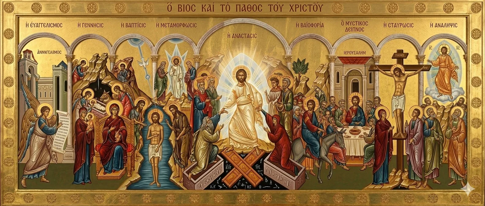 1584x672 Icon of Jesus Christ. Byzantine Wooden Icon