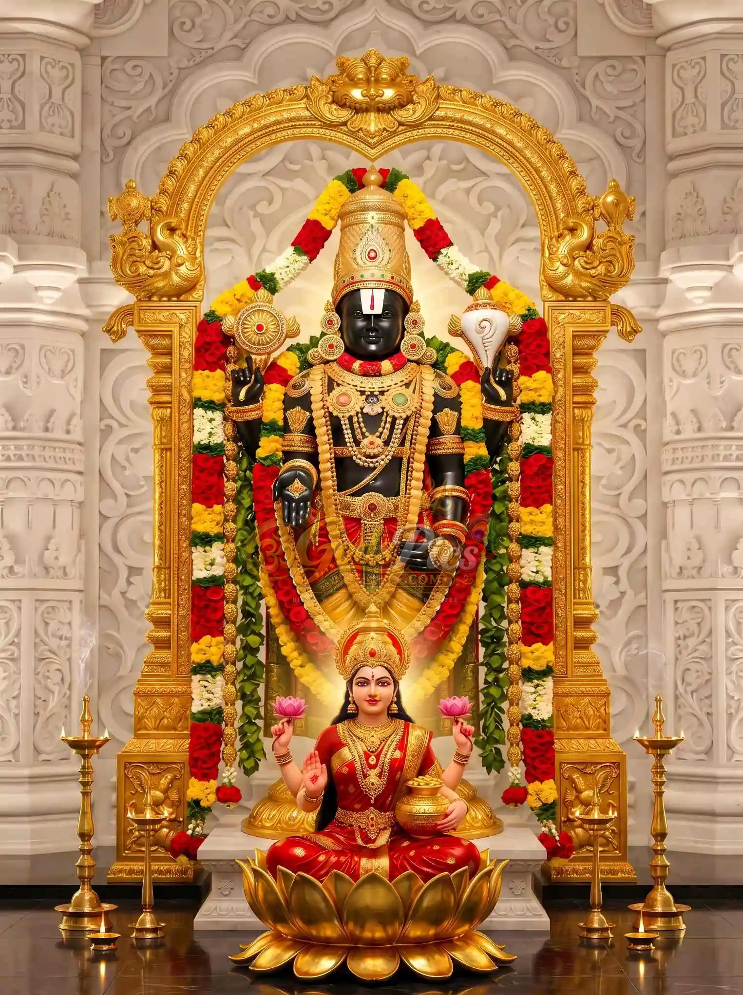 1525x2043 Venkateswara Swamy 8K High Quality Marble Background Wallpaper Download