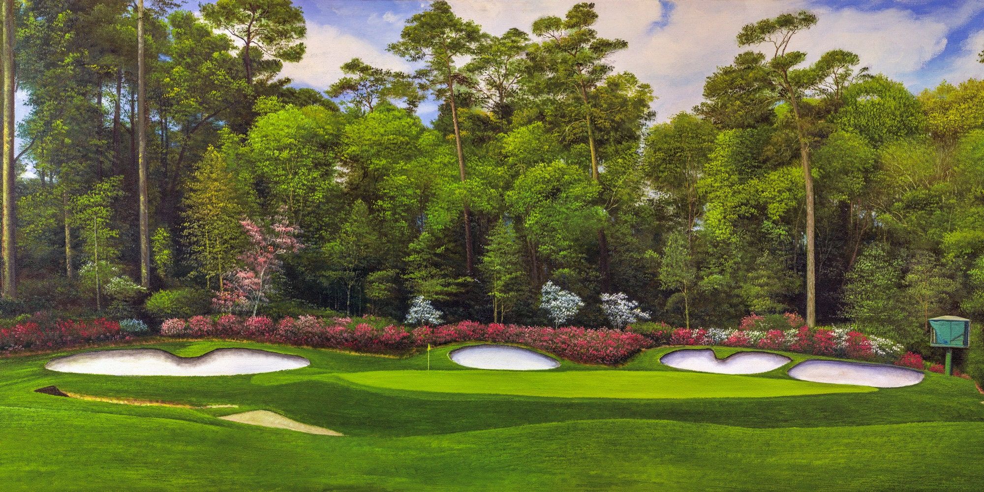 2000x1000 Augusta National Golf Club Hole 13 Azalea Masters Amen Corner Oil Painting PGA Golf Ri2pn 13x26 40x80in Art Print Panorama Canvas Prints