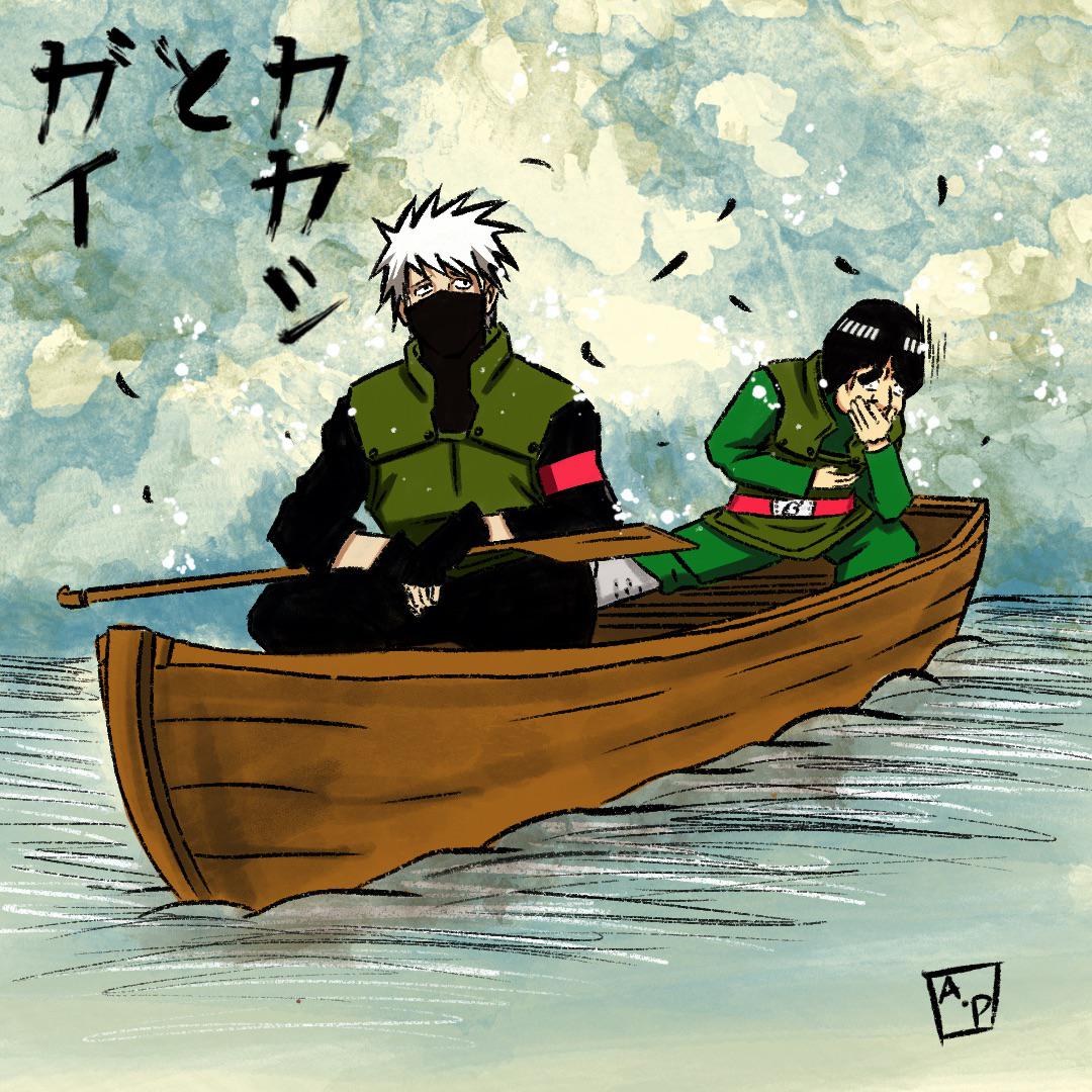 1080x1080 Kakashi & Guy on a boat Drawing
