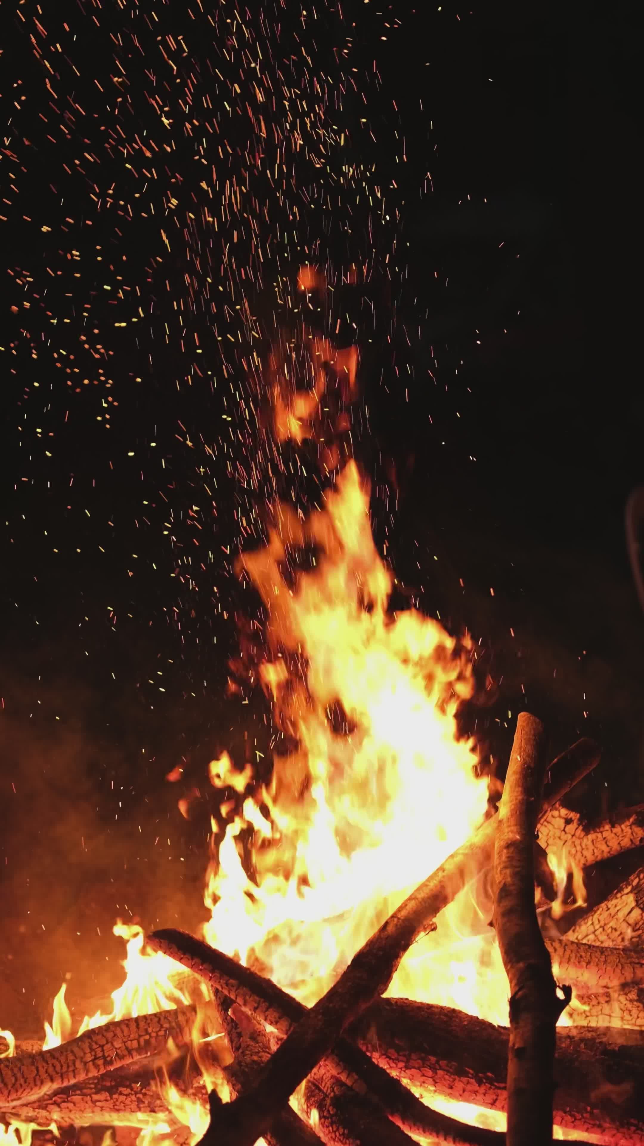 2160x3840 Vibrant Outdoor Bonfire Under Night Sky Free Stock Video Footage, Royalty Free 4K & HD Video Clip