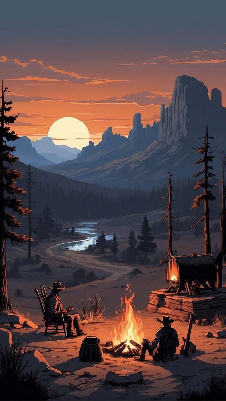 735x1301 West Night Bonfire iPhone Wallpaper HD. Scenery wallpaper, Landscape wallpaper, Fantasy landscape