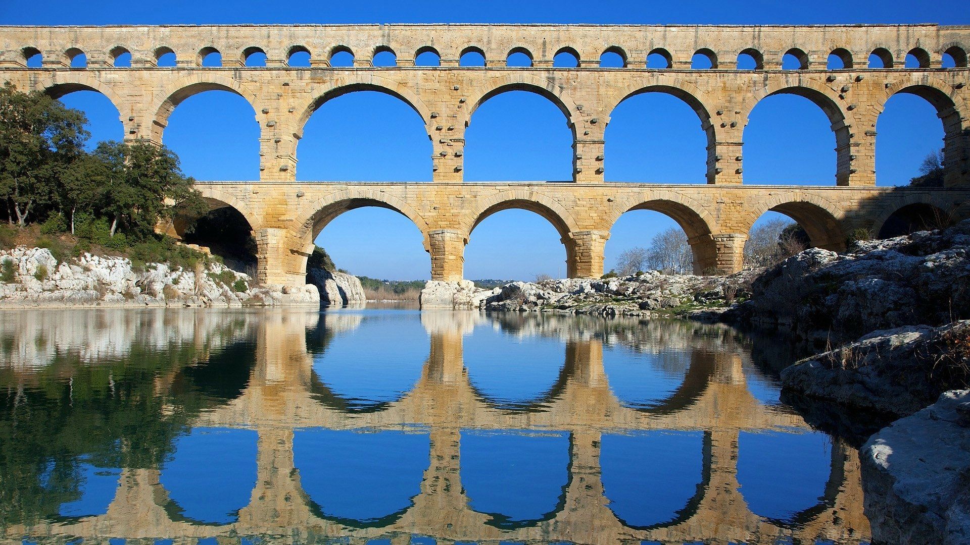 1920x1080 Mirror Arches: Aqueduct Over River