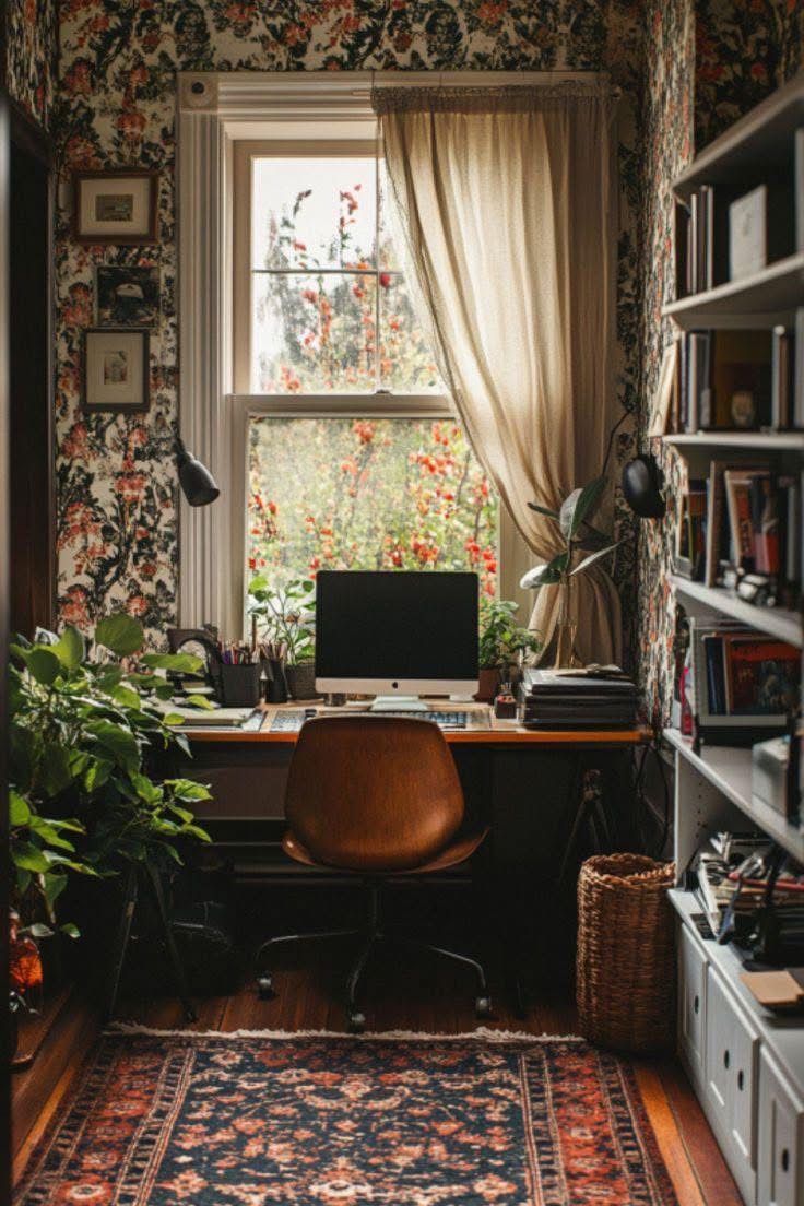 736x1104 Therapy home office. Cozy home office wallpaper, Whimsical home office, House stuff
