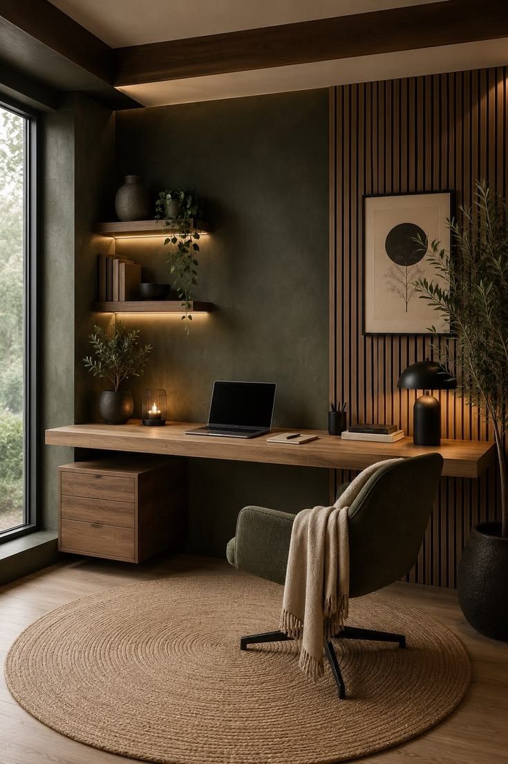 735x1105 Modern Japandi Home Office Ideas for a Cozy & Minimalist Workspace. Wallpaper for home office