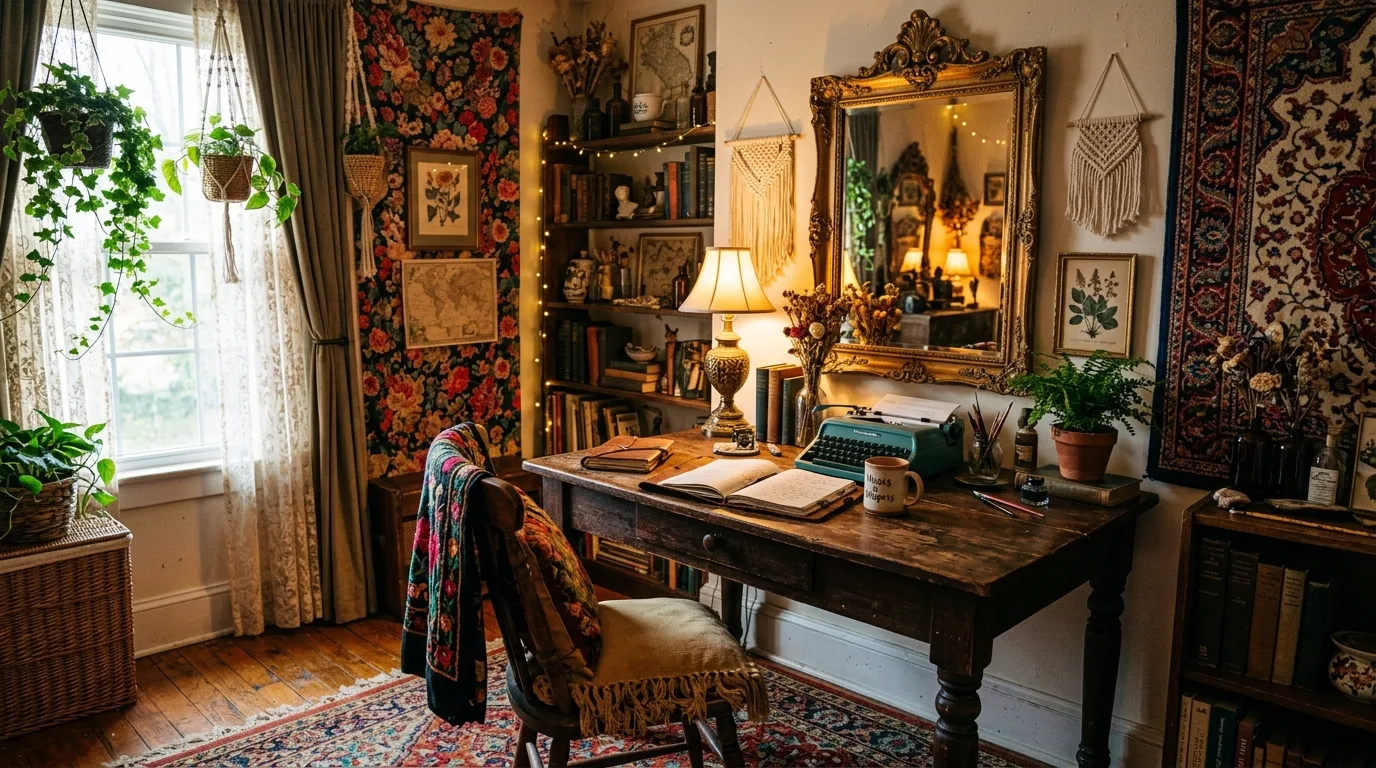 1376x768 Free Spirited Boho Home Office Ideas For A Creative And Cozy Workspace. Style By Square Foot