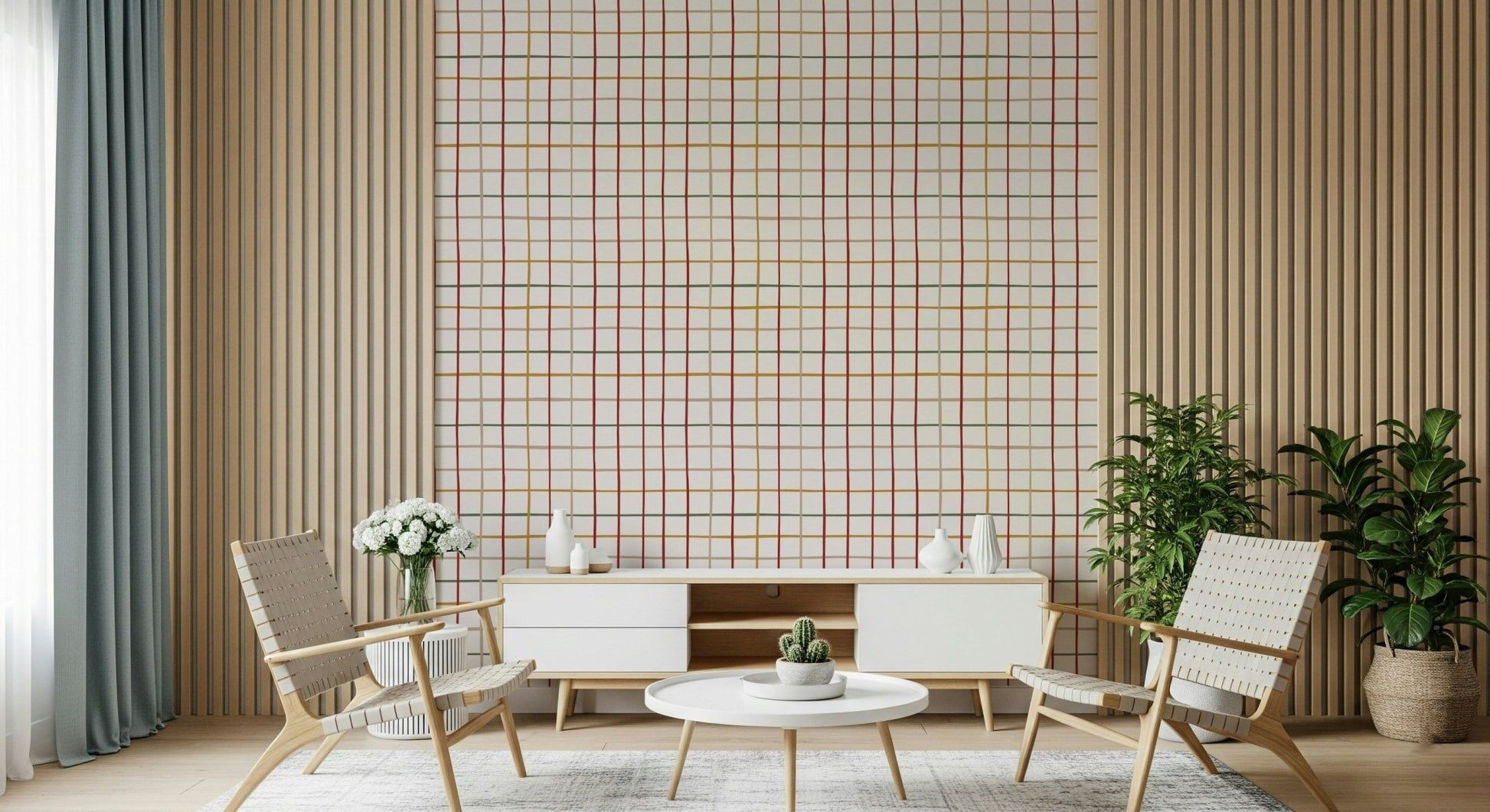 1946x1061 Hand Drawn Plaid: Cozy Checkered Warmth Wall Mural