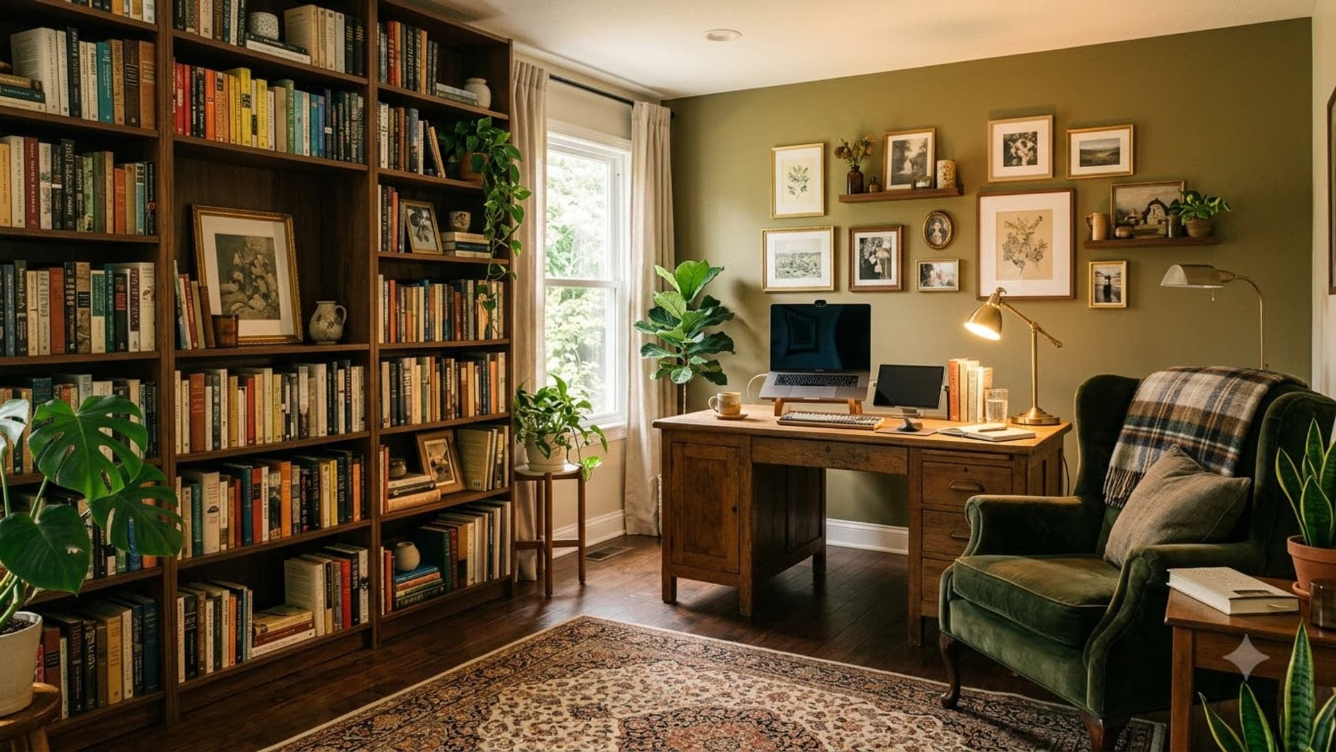 1920x1080 Cozy Home Office With Bookshelf