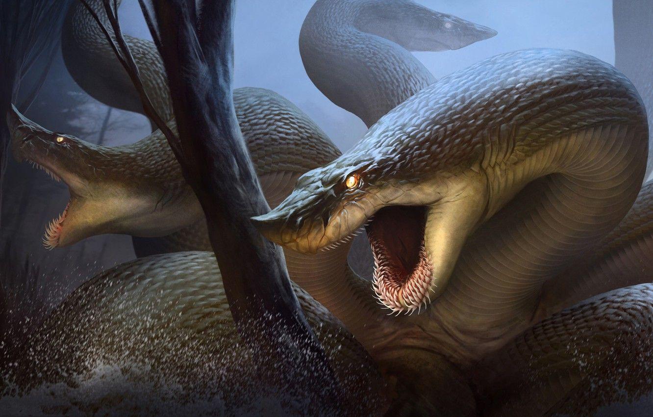 1332x850 Wallpaper Hydra, Lernaean Hydra, RJ Palmer, Water Snake, Snake Like Monster With Poisonous Breath, In Greek Mythology, The Daughter Of Typhon And Echidna Image For Desktop, Section фантастика
