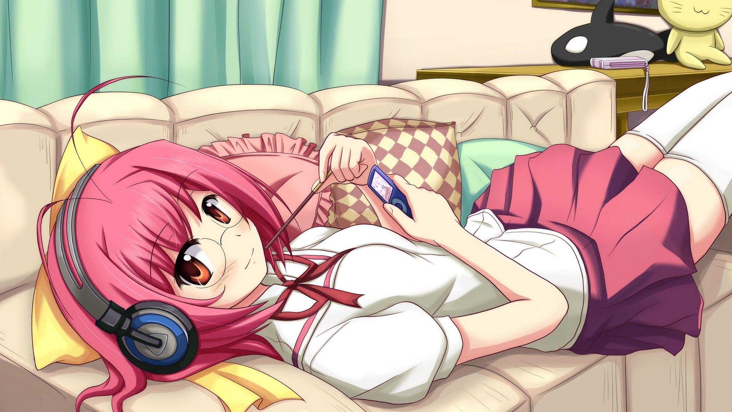 2496x1404 headphones, school uniforms, The World God Only Knows, anime girls, Kanon Nakagawa wallpaper