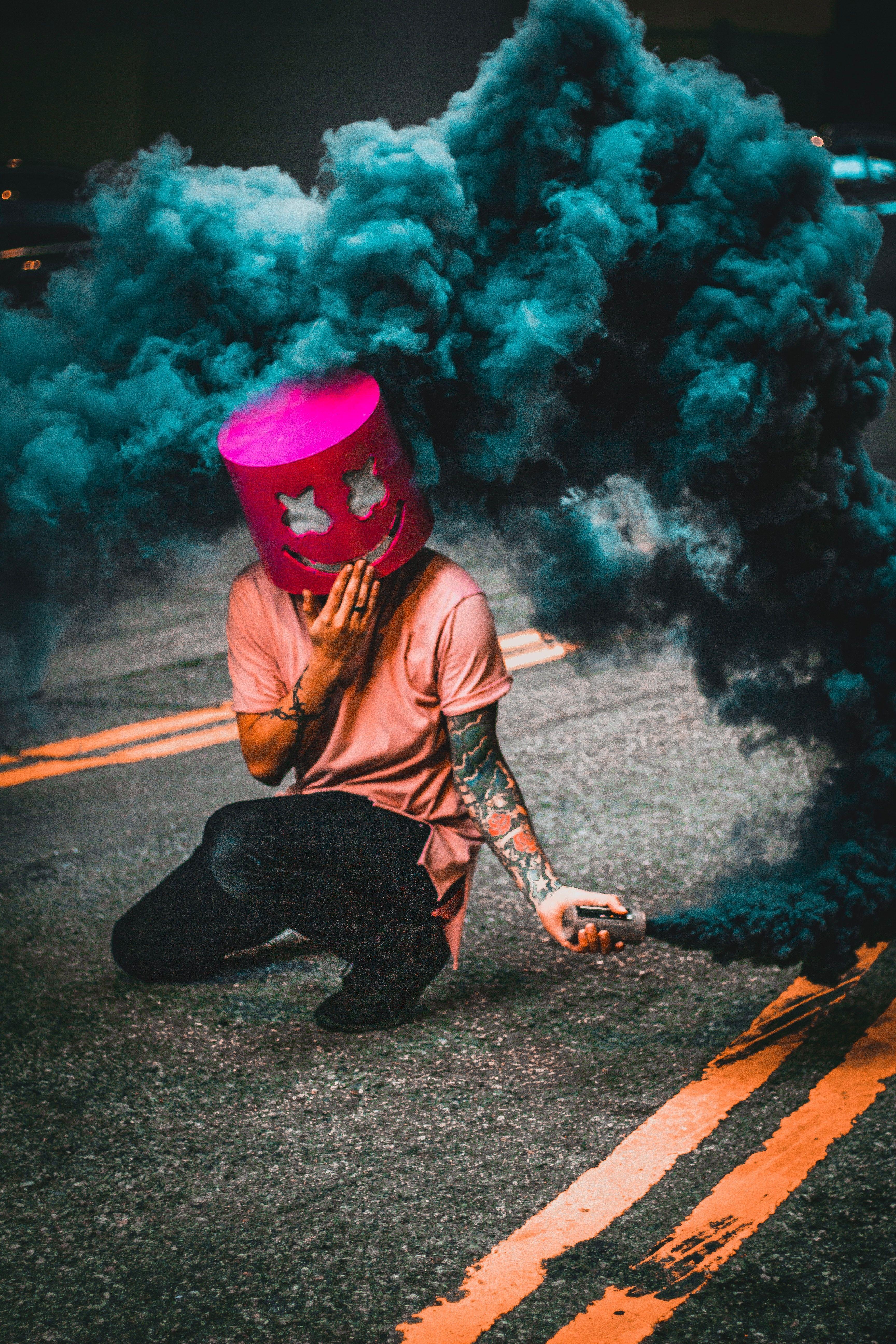 3456x5184 Smoke Mask Man HD Wallpaper
