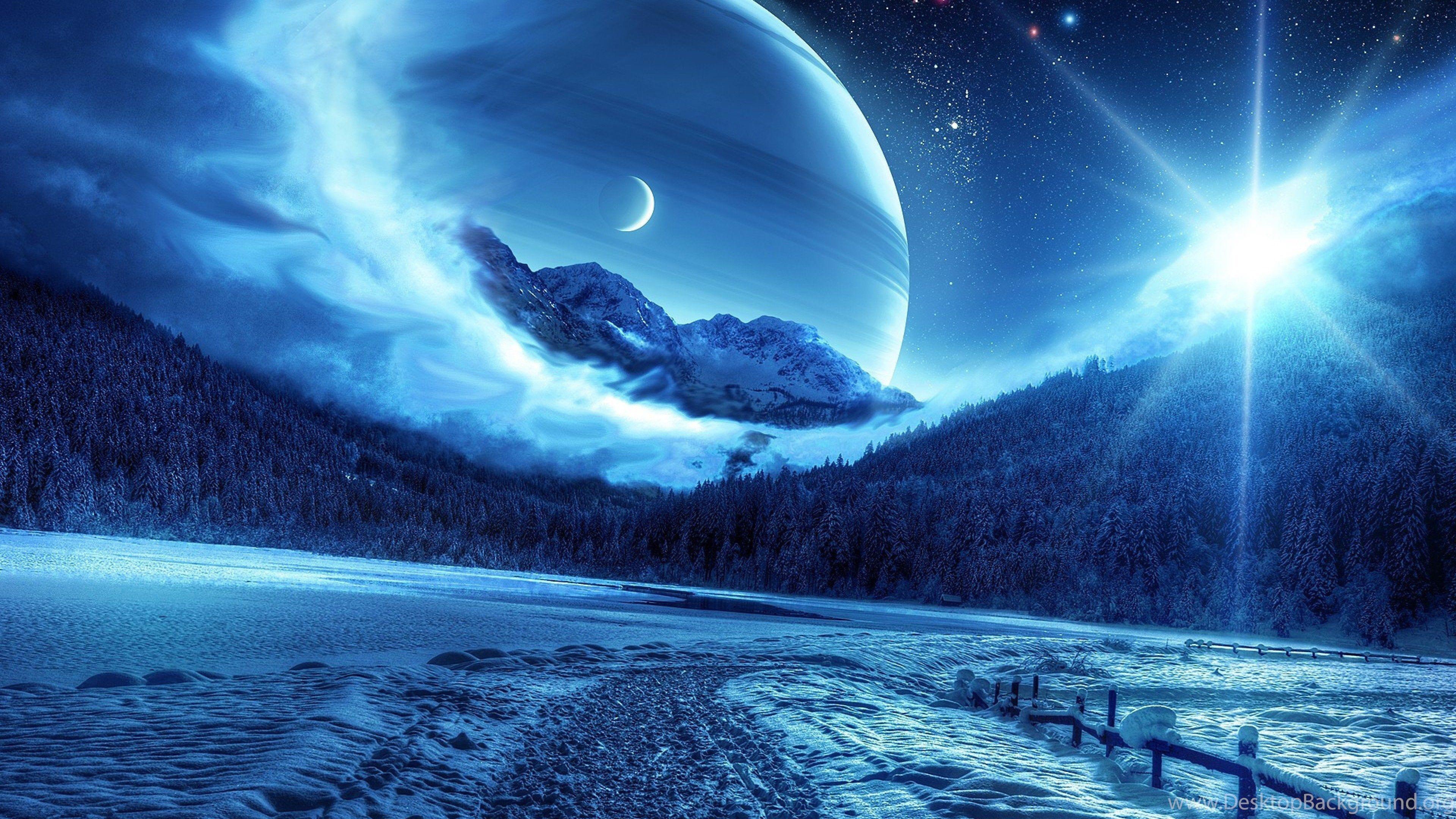 3840x2160 Wallpaper Download 3840x2160 Fantastic Winter Night Big Moon On. Desktop Background