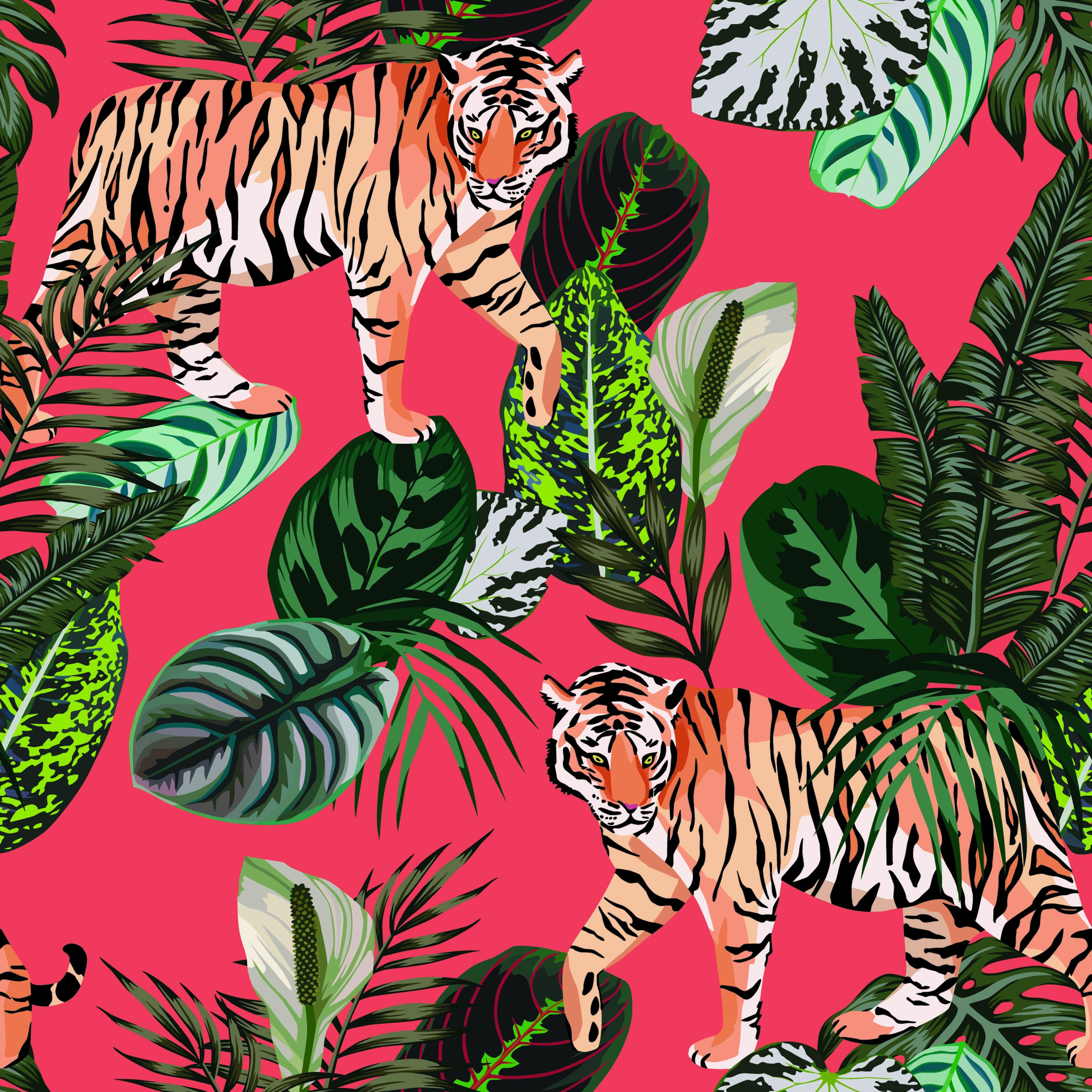 4472x4472 Tiger in the Tropical Jungle Peel and Stick