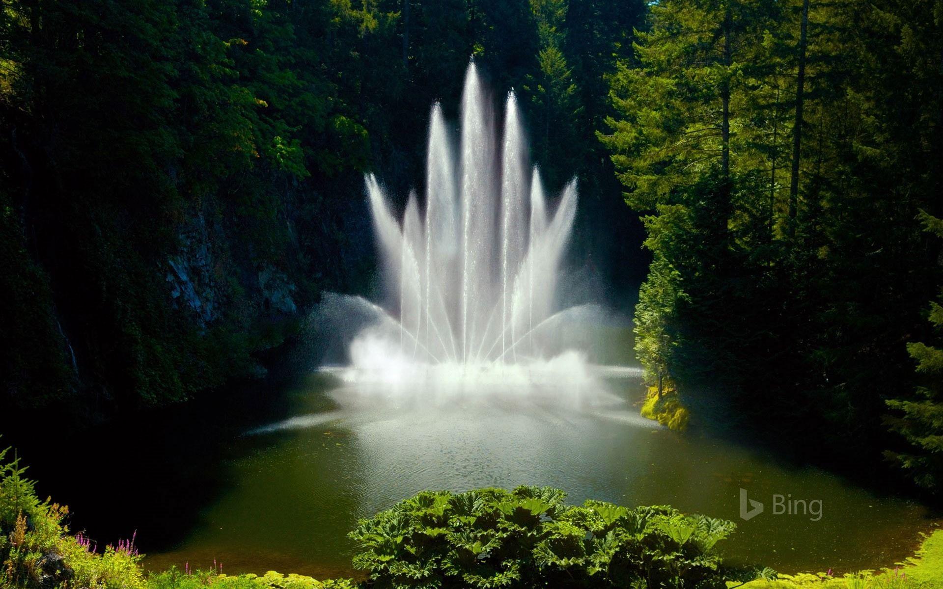 1920x1200 Canada Ross Fountain At Butchart Gardens 2017 Bing Desktop Wallpaper
