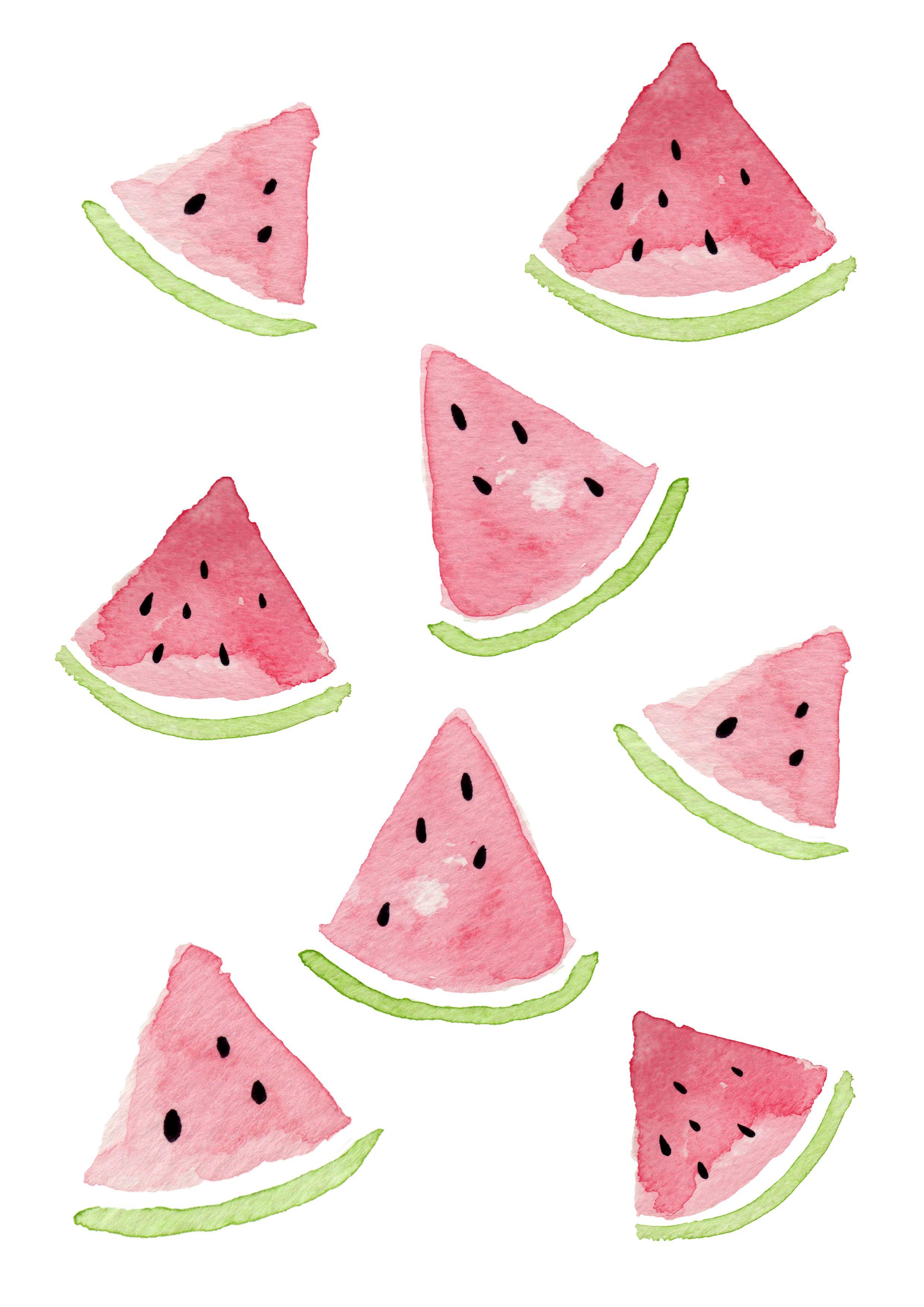 2480x3508 I made this watermelon chunks with watercolor. Watermelon illustration, Cute patterns wallpaper, Cute wallpaper background