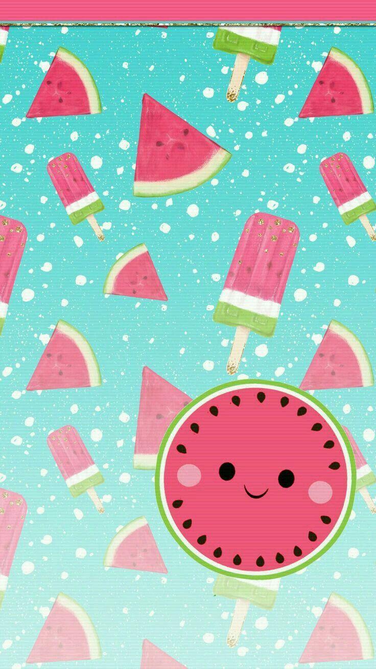 736x1308 Watercolor Watermelon + Patterns. Fruit wallpaper, Cute wallpaper, Cartoon wallpaper