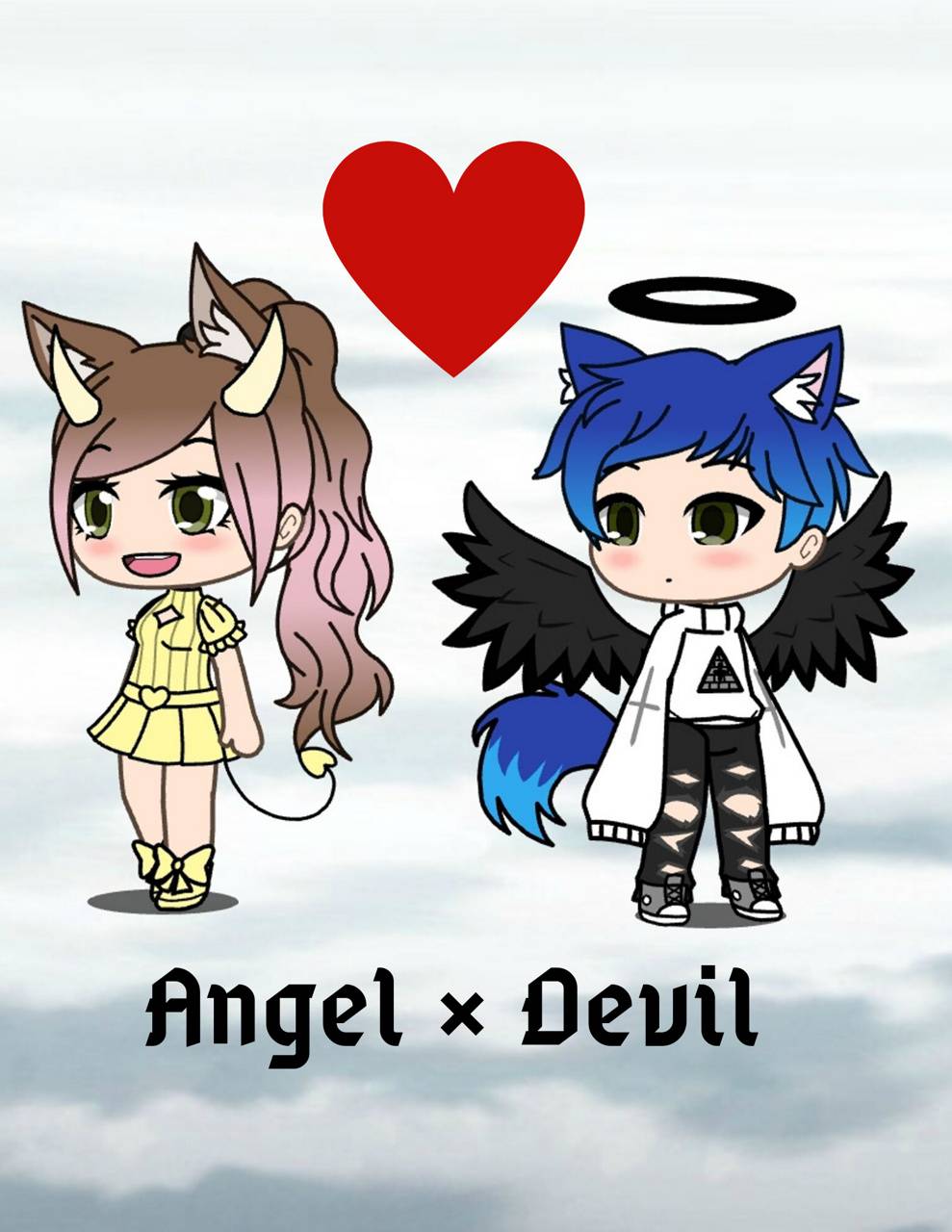 989x1280 Angel and Devil wallpaper