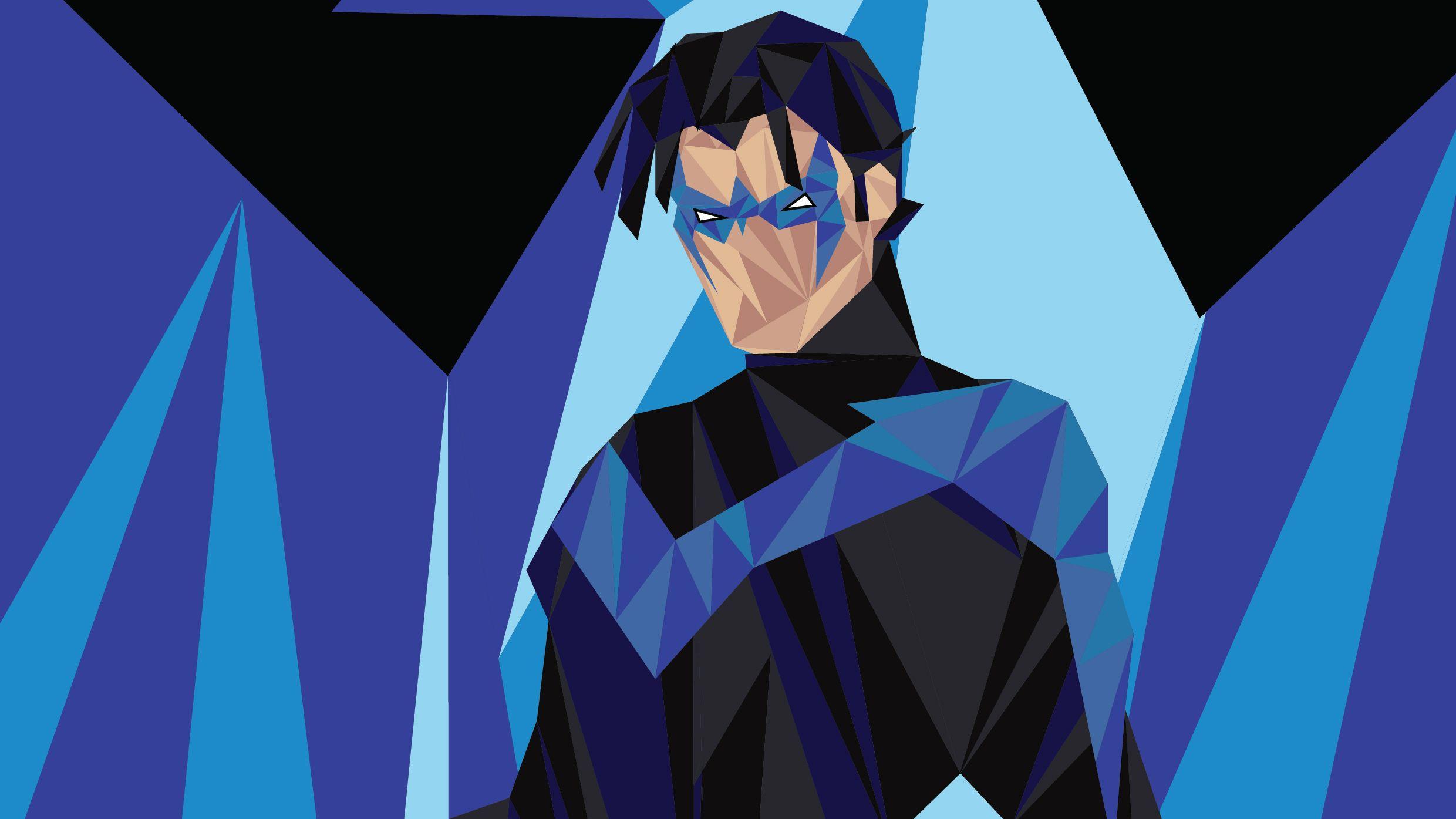 2480x1395 Nightwing Low Poly Art, HD Superheroes, 4k Wallpaper, Image, Background, Photo and Picture