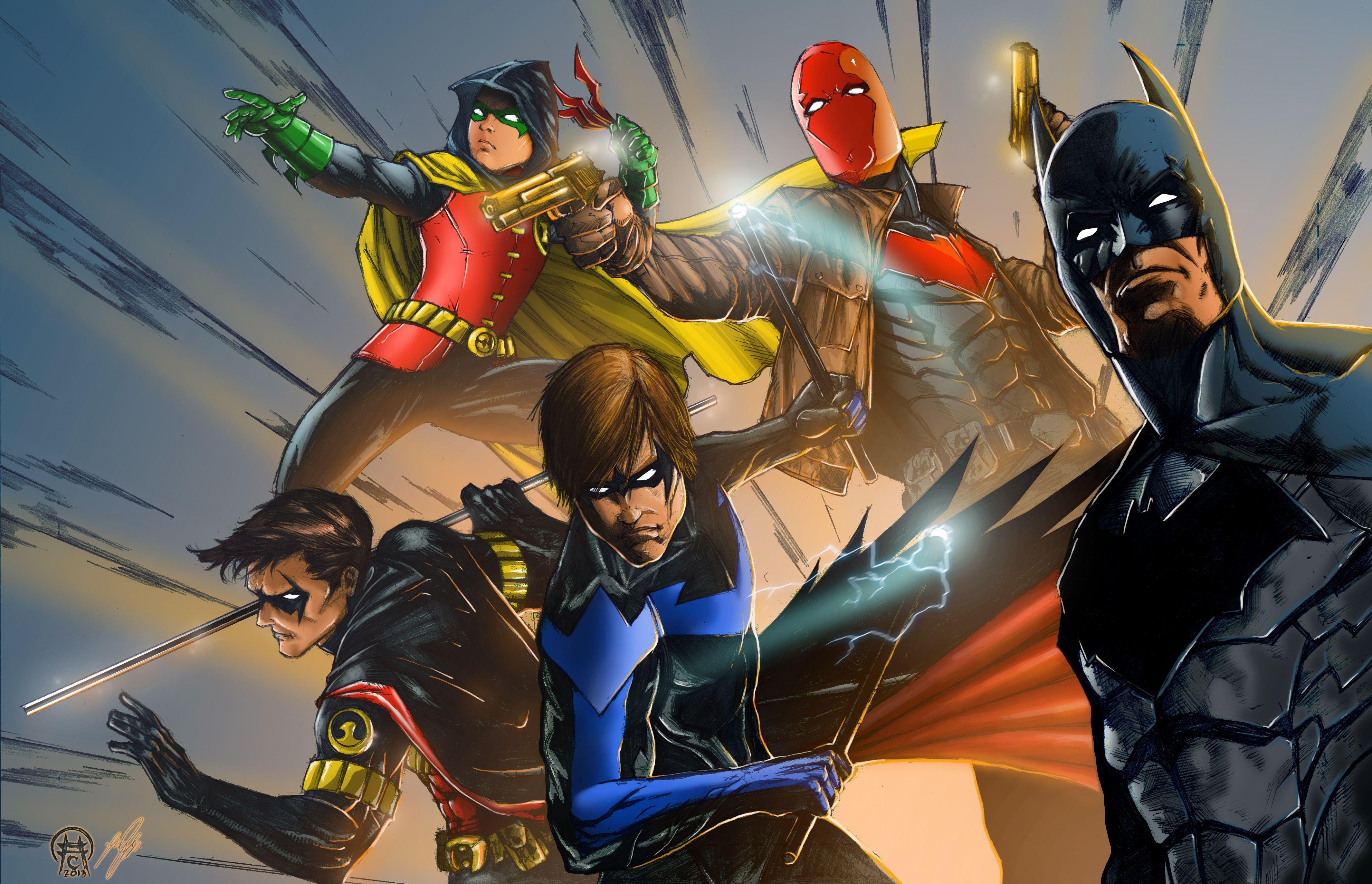 4260x2744 Knights Of Gotham 4k superheroes wallpaper, robin wallpaper, red hood wallpaper, nightwing wallpaper. Nightwing wallpaper, Red hood wallpaper, Hood wallpaper