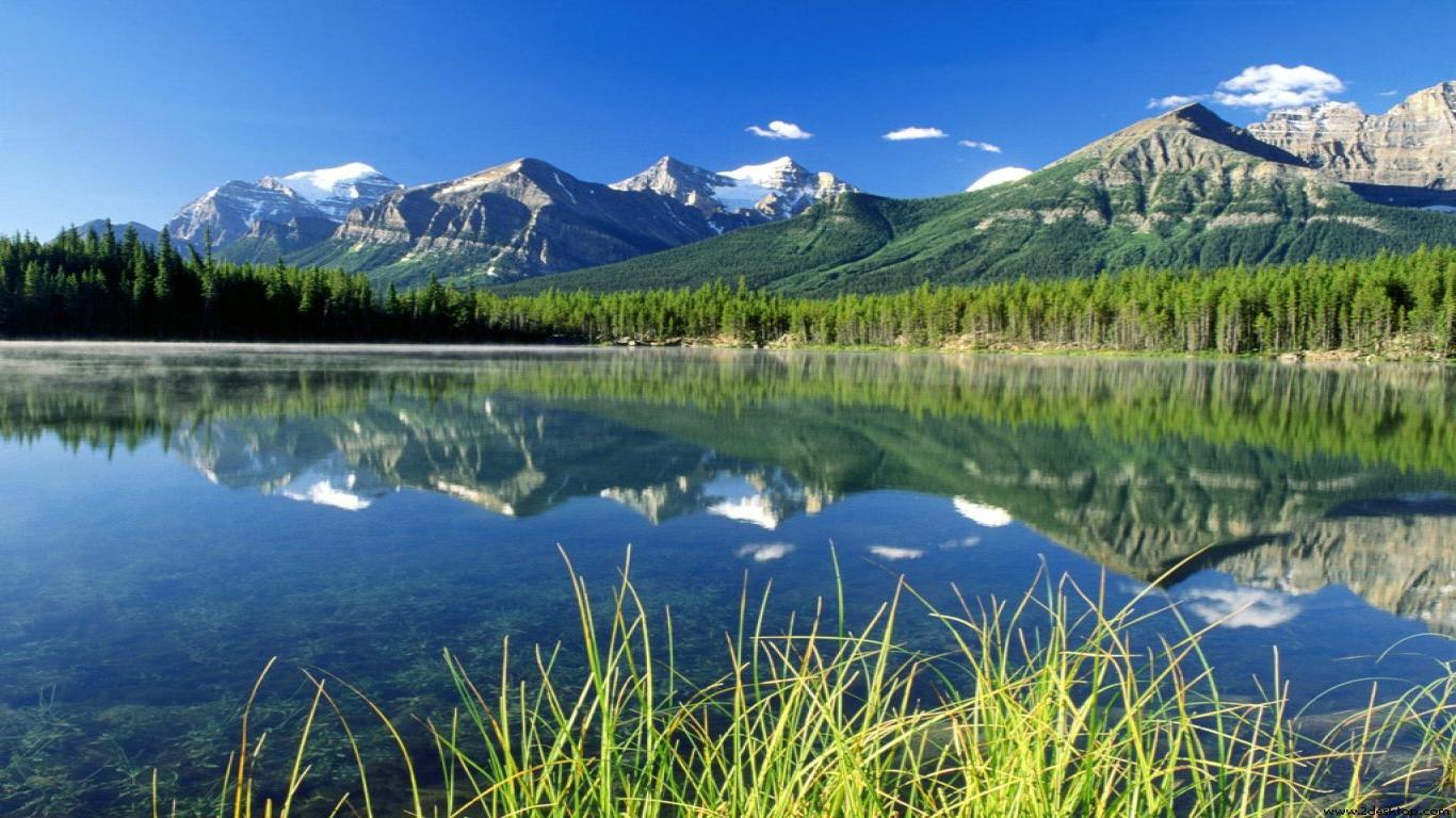 1366x768 Spring Mountains Lake Wallpaper