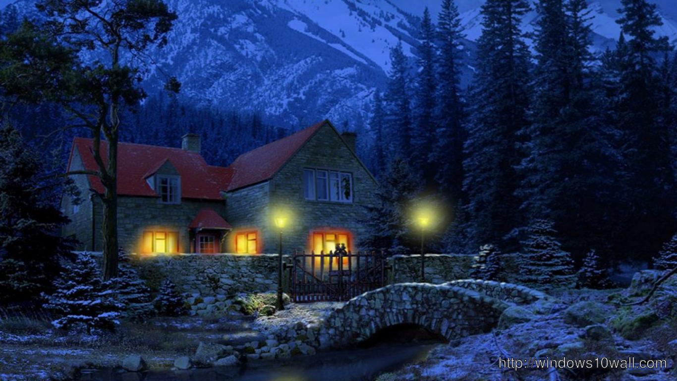 1366x768 HD Dark Winter Night Background Wallpaper