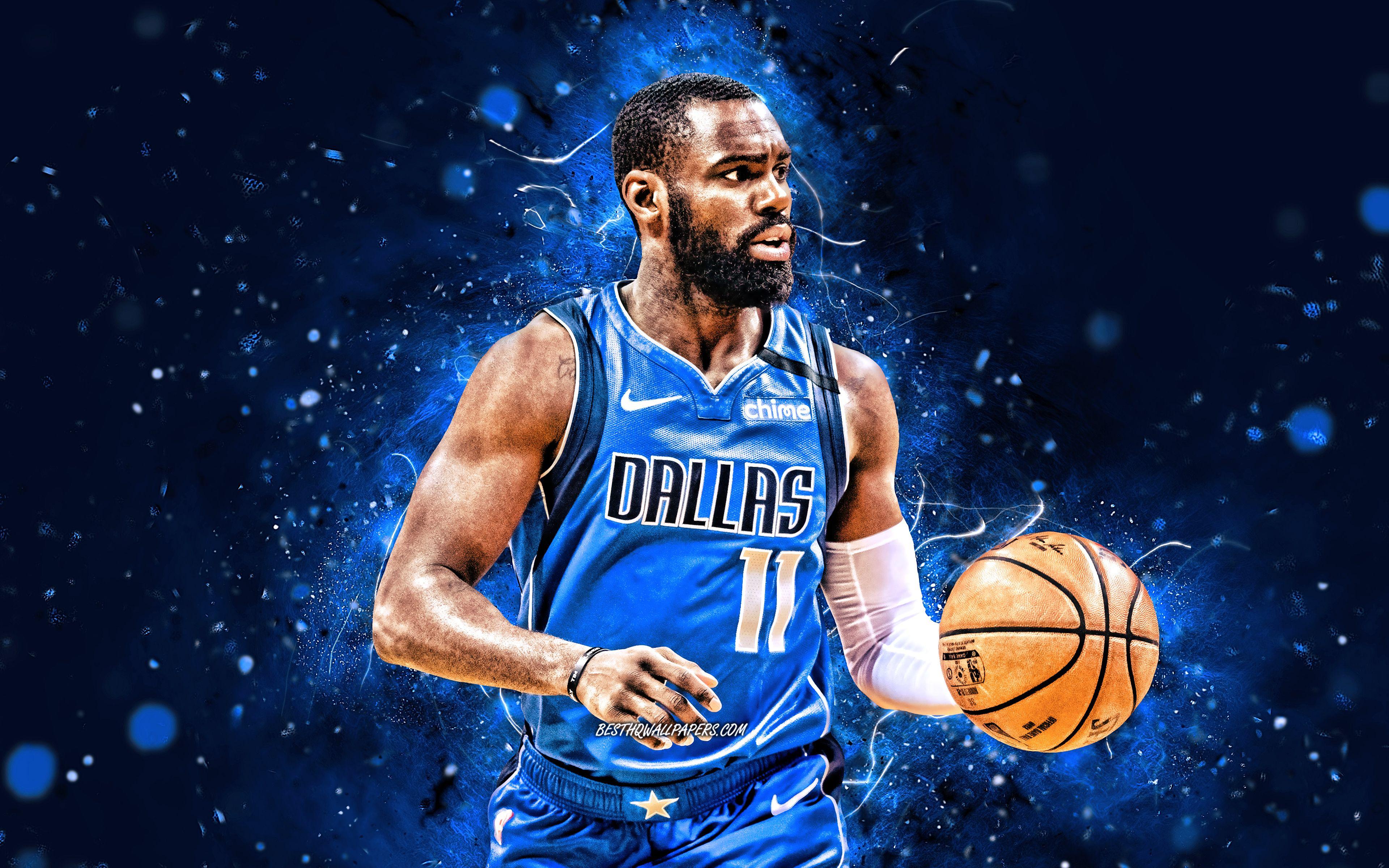 3840x2400 Download wallpaper Tim Hardaway, 4k, Dallas Mavericks, NBA, basketball, Tim Hardaway Jr, USA, Tim Hardaway Dallas Mavericks, blue neon lights, Tim Hardaway 4K for desktop with resolution 3840x2400. High Quality HD picture