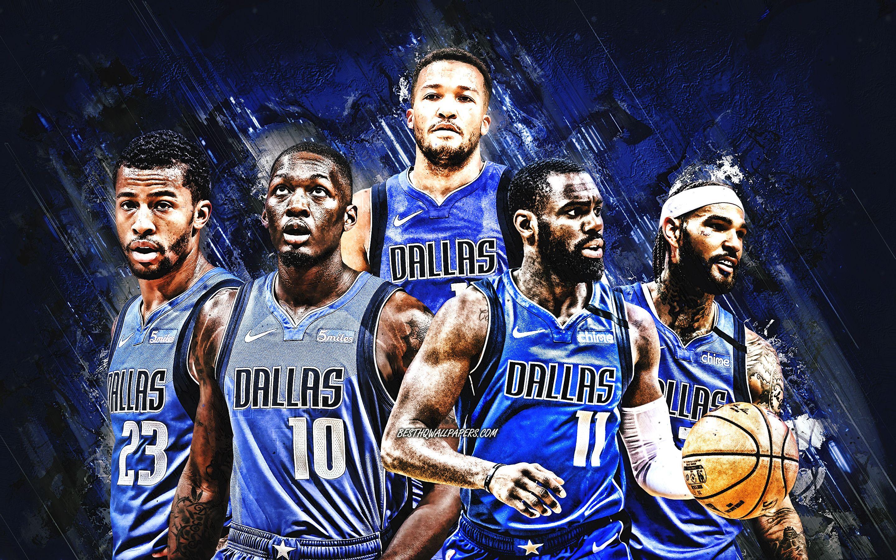 2880x1800 Download wallpaper Dallas Mavericks, American basketball team, NBA, blue stone background, basketball, Tim Hardaway, James Johnson, Joshua Richardson for desktop with resolution 2880x1800. High Quality HD picture wallpaper