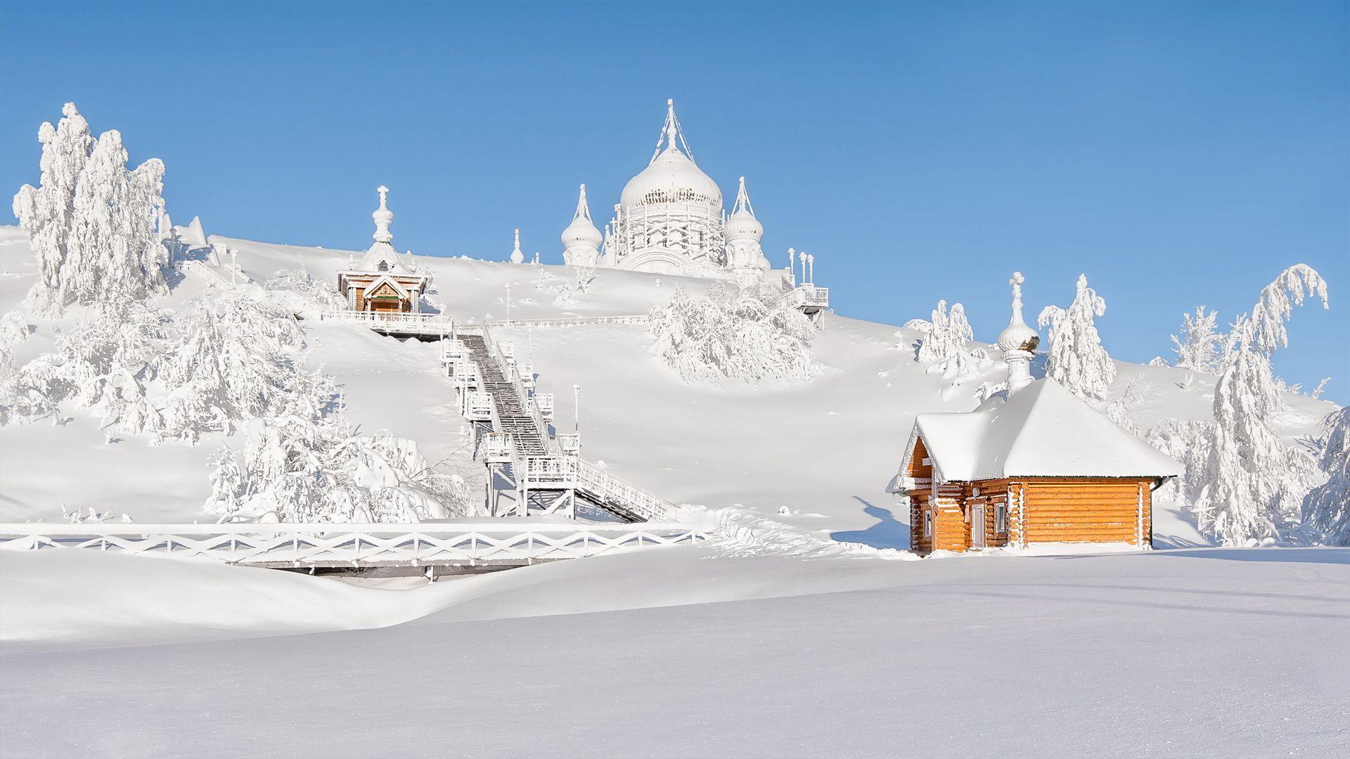 1920x1080 Snowy Church Wallpaper