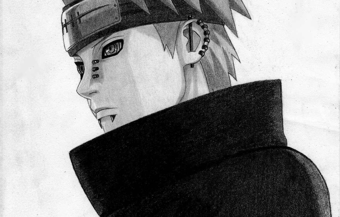 1332x850 Pain Naruto Black And White Wallpaper