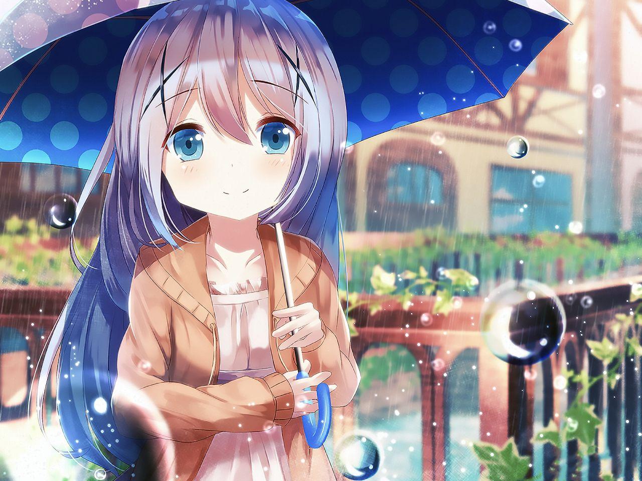 1280x960 Desktop Wallpaper Cute Anime Girl, Chino Kafū, Is The Order A Rabbit?, Umbrella, HD Image, Picture, Background, A34f5a