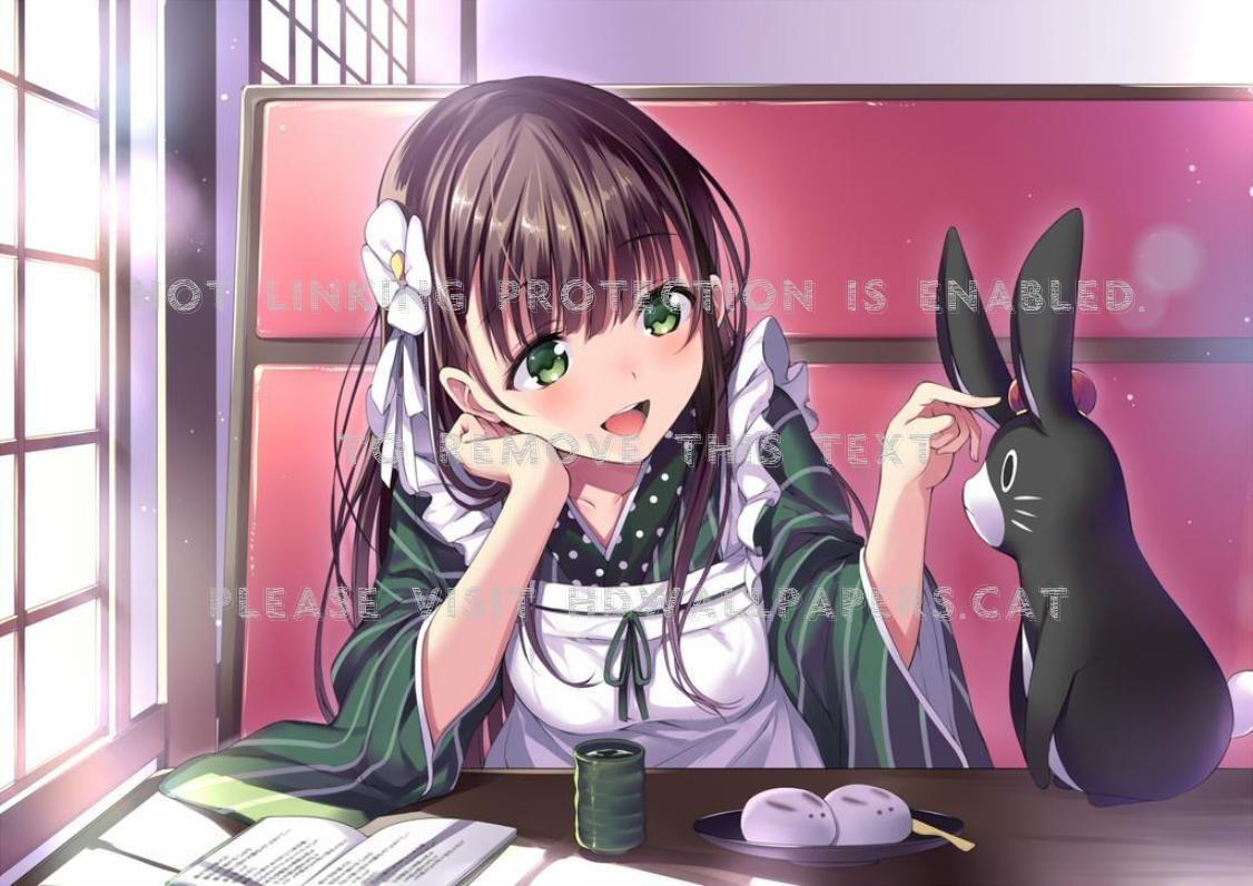 1126x796 the order a rabbit? green hair cafe anime