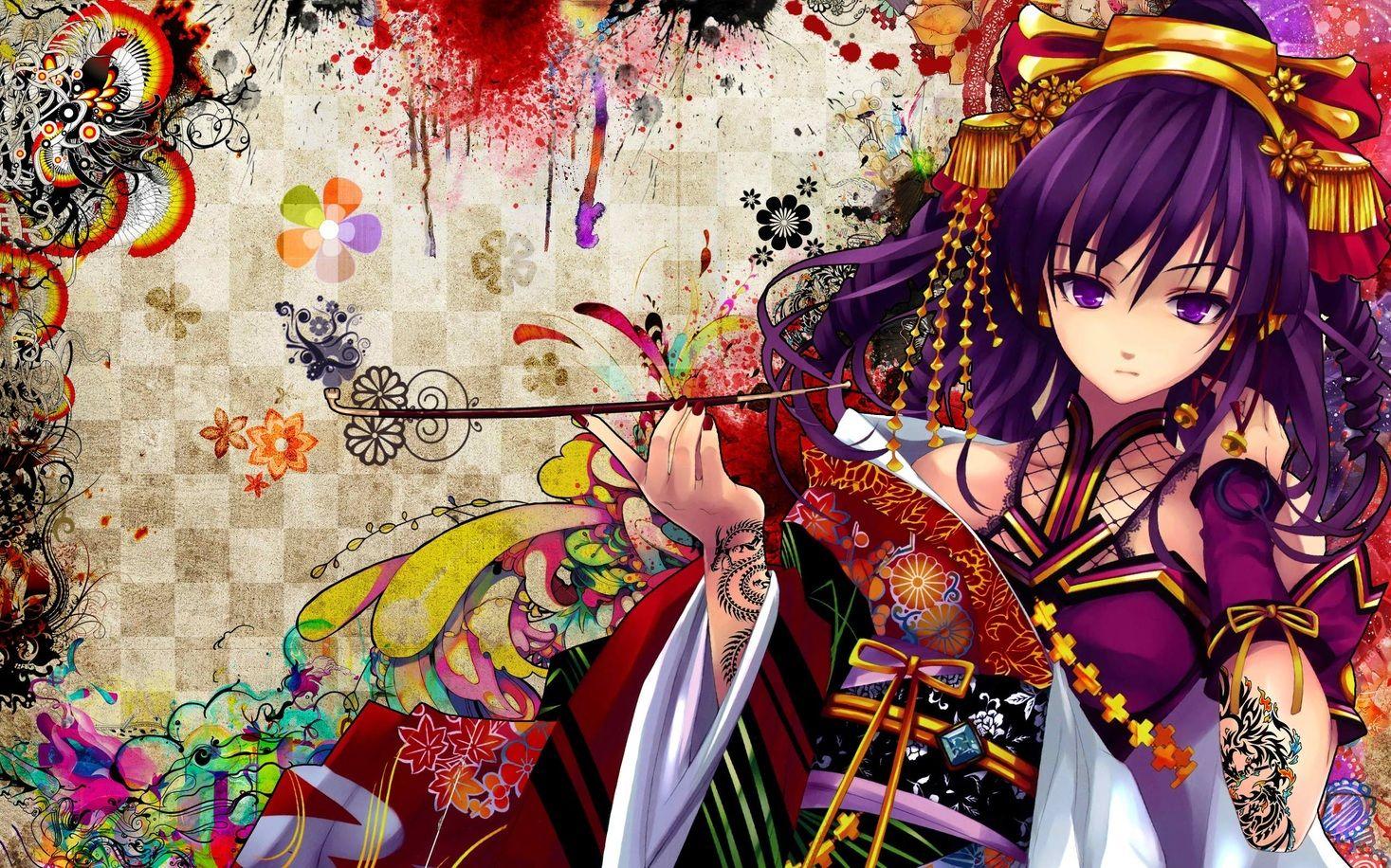 1467x916 Anime Kimono Girl Wallpaper HD HD Wallpaper