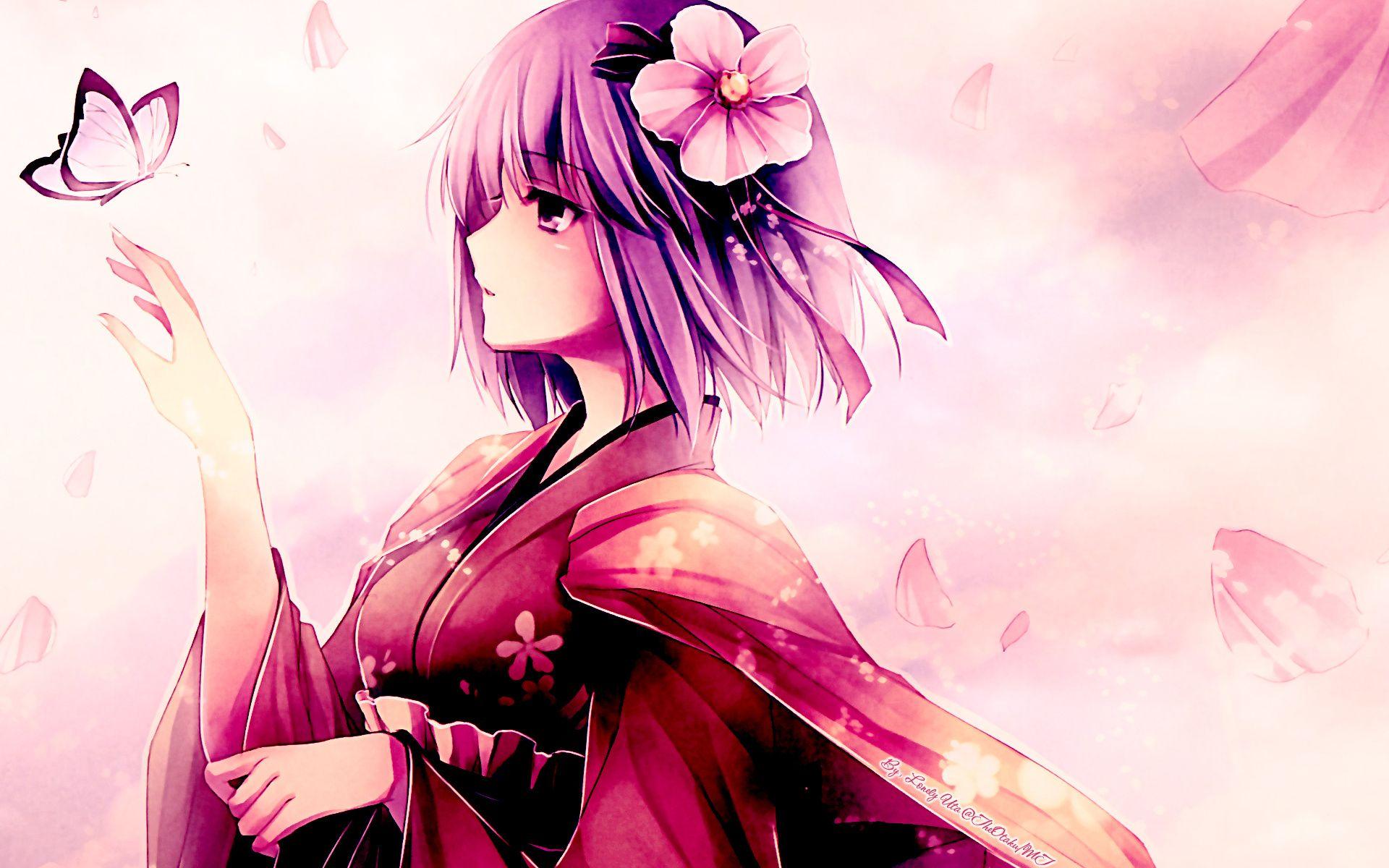 Anime Kimono Girl Wallpapers Top Free Anime Kimono Girl Backgrounds Wallpaperaccess