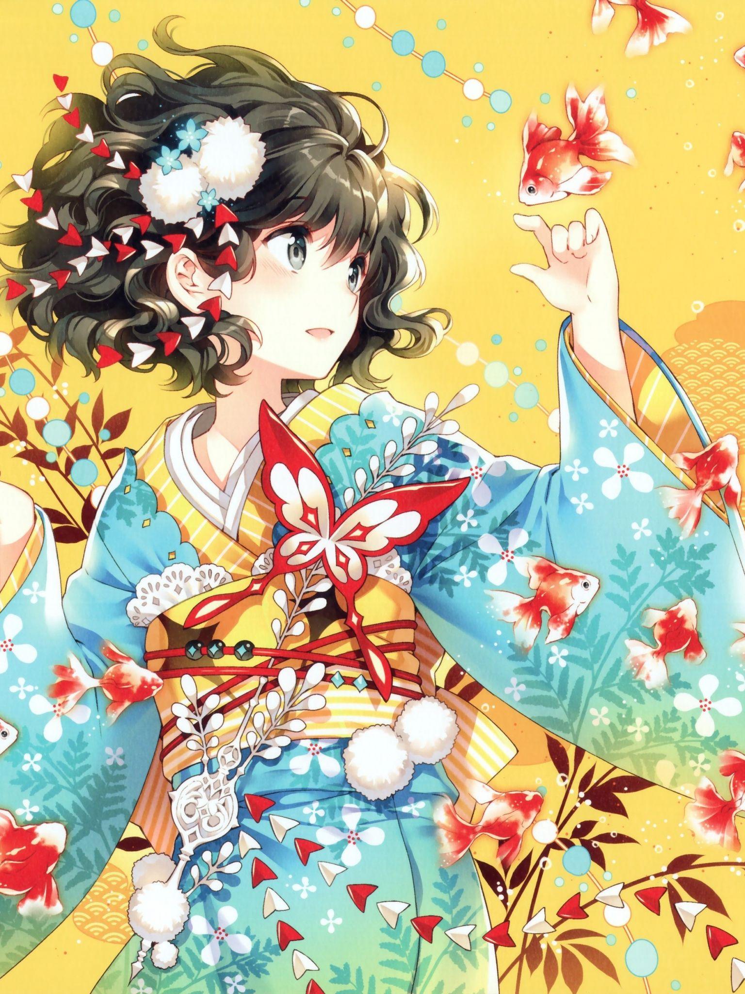Anime Kimono Girl Wallpapers - Top Free Anime Kimono Girl Backgrounds ...