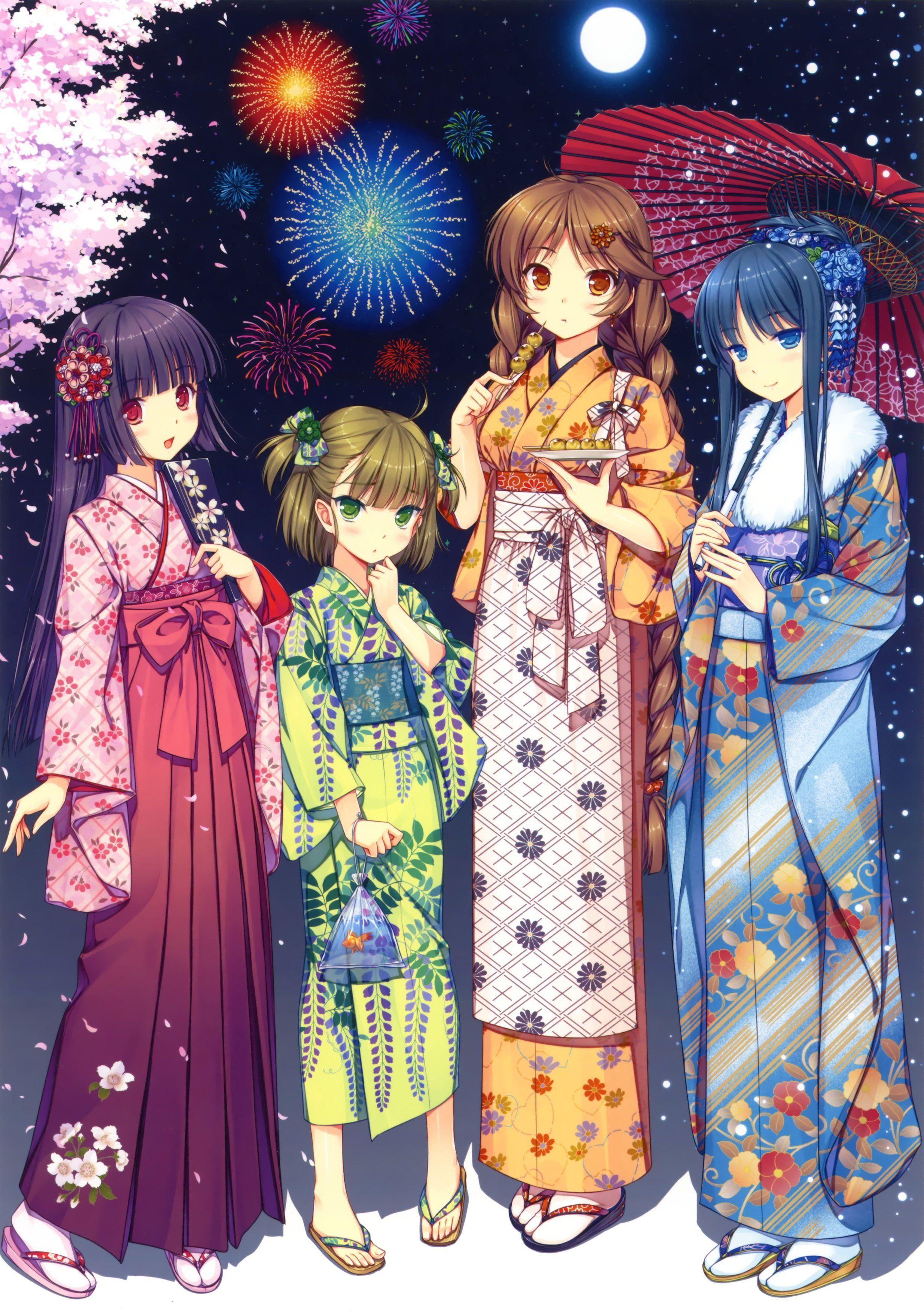 2468x3500 Anime Kimono Girl Dress Up .