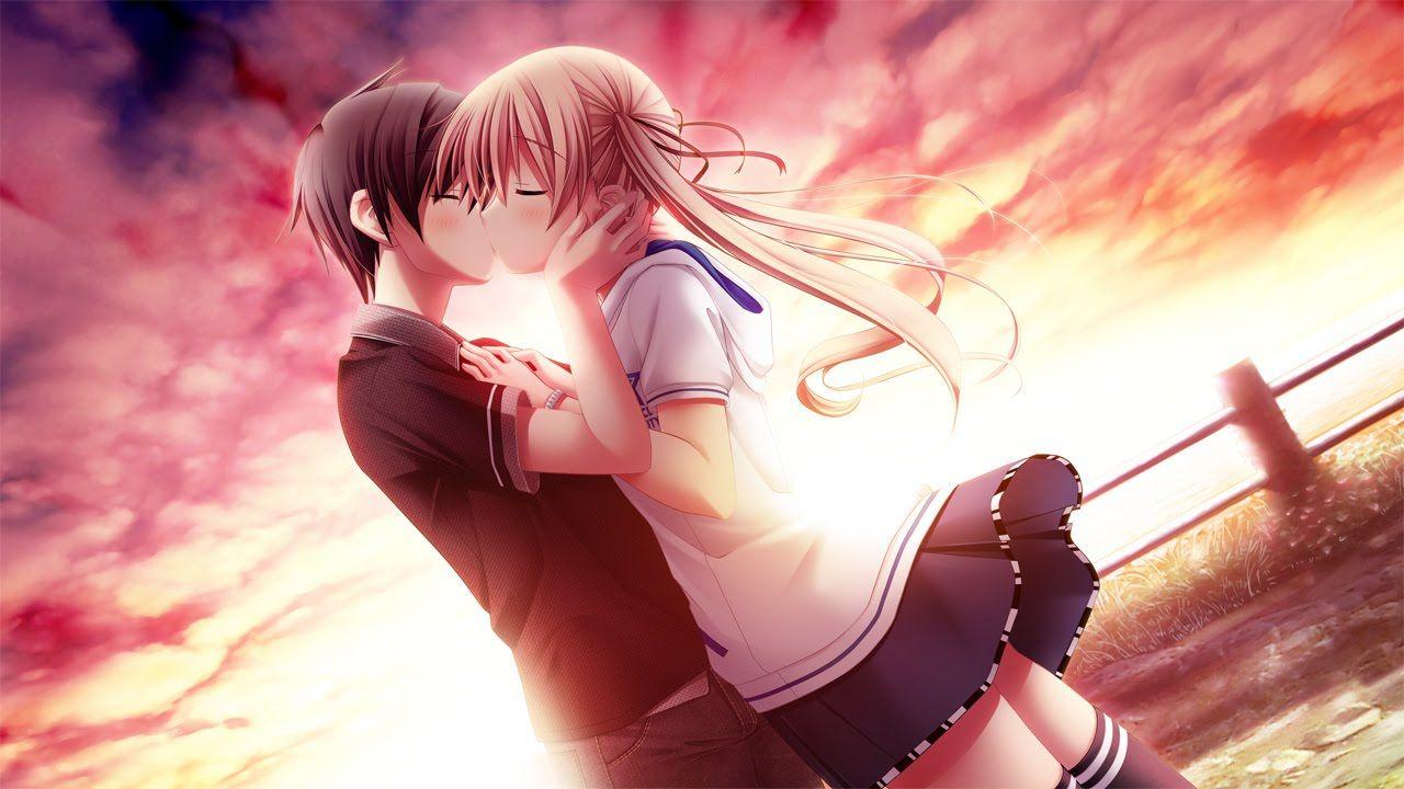 1280x720 Cute Anime Couples Kiss HD Wallpaper