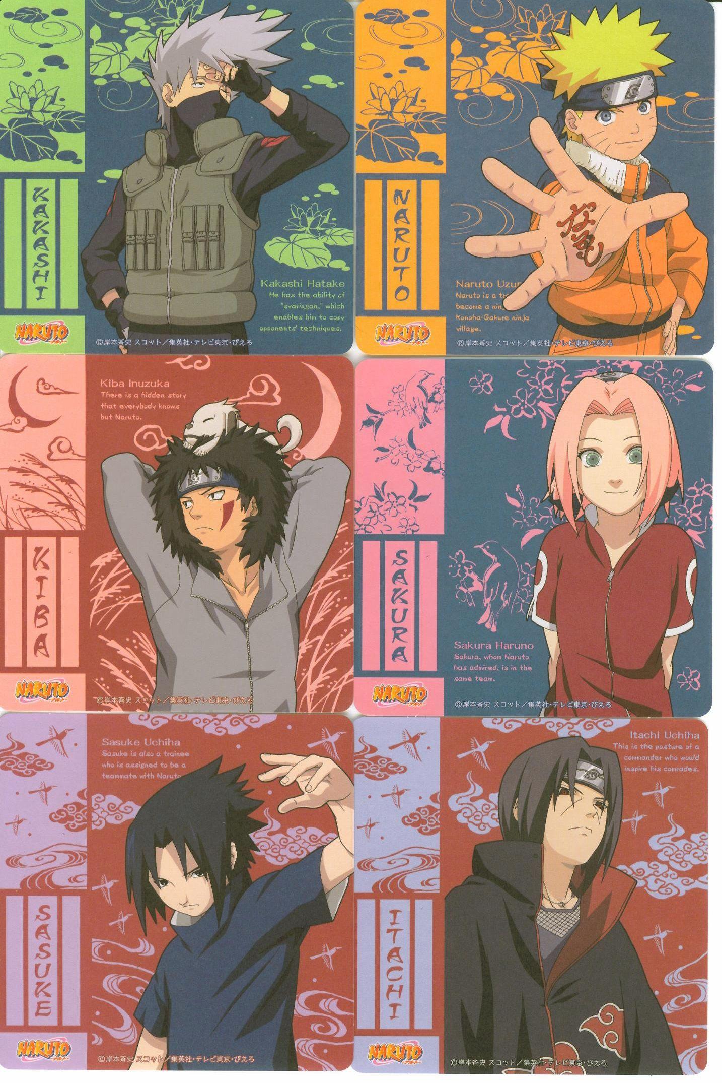 1434x2149 Kakashi, Naruto, Kiba, Sakura, Sasuke, Itachi Card