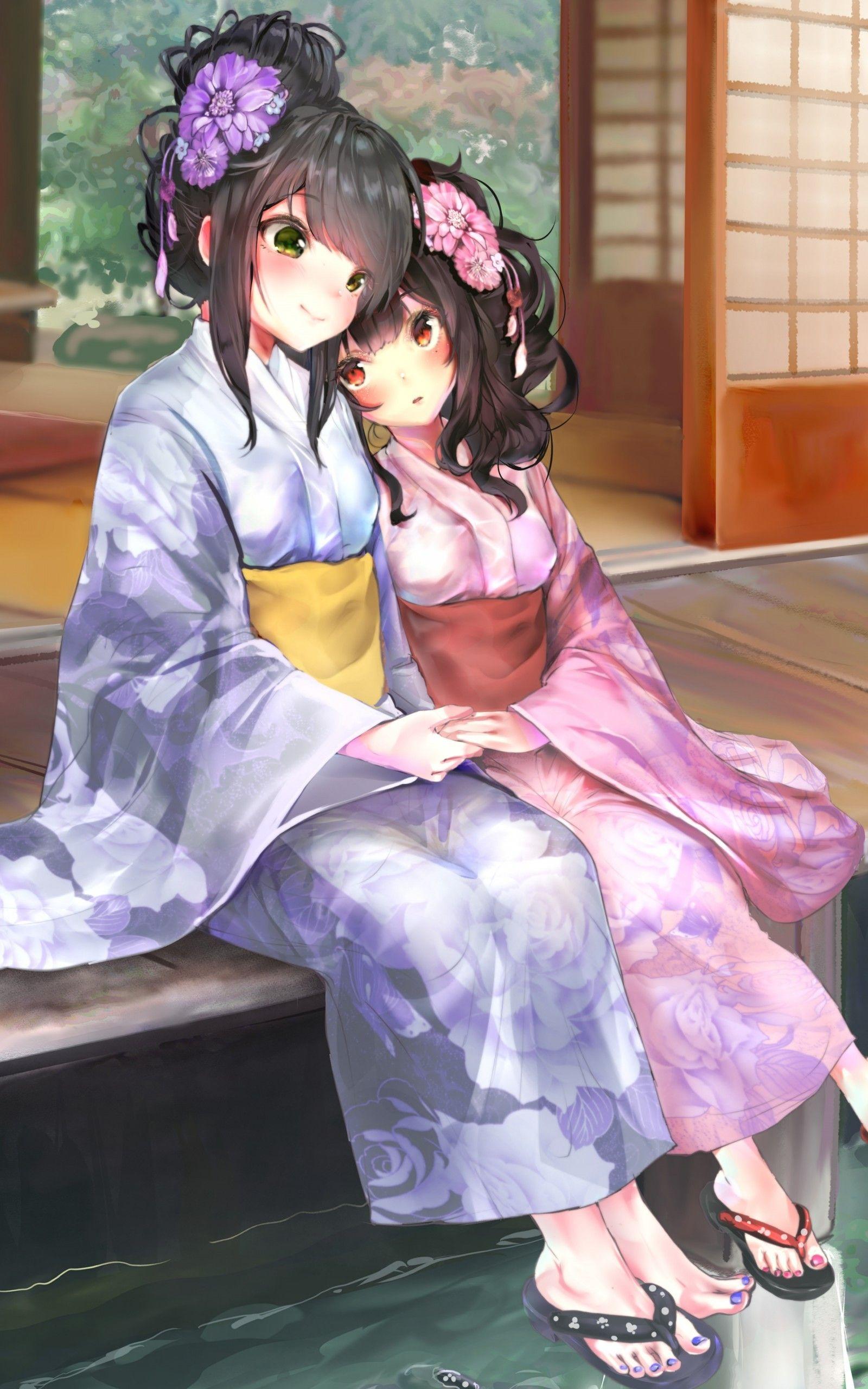 1600x2560 Download 1600x2560 Anime Girls, Kimono, Cute, Summer, Japanese House Wallpaper for Google Nexus 10