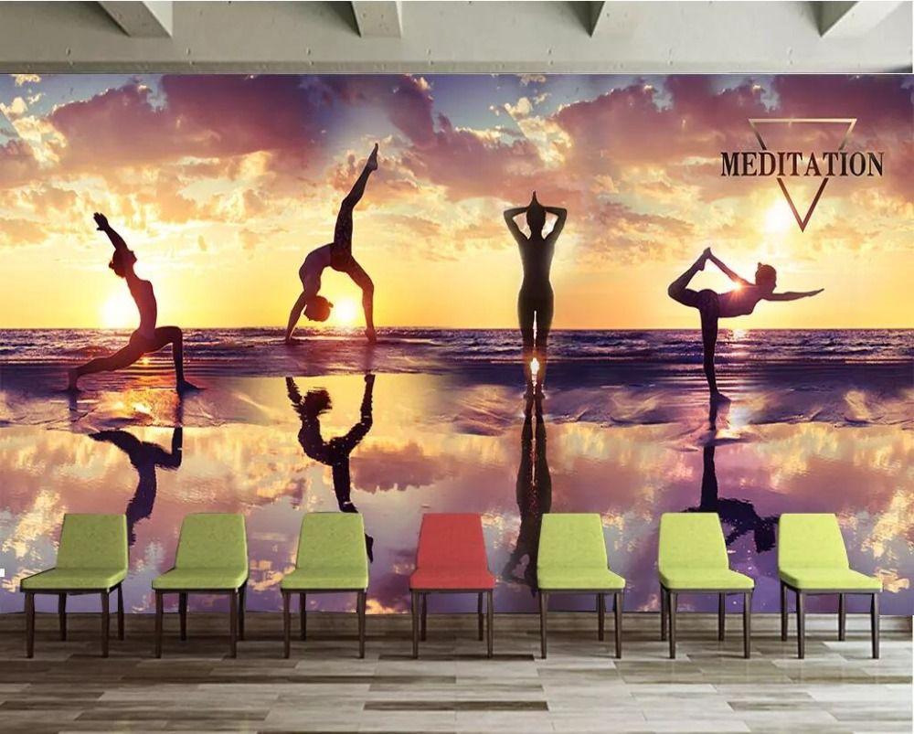 1000x803 3DBEIBEHANG Custom wallpaper 3D mural photo fashion sunset dusk yoga fitness club tooling background wall decorative wall. Wallpaper