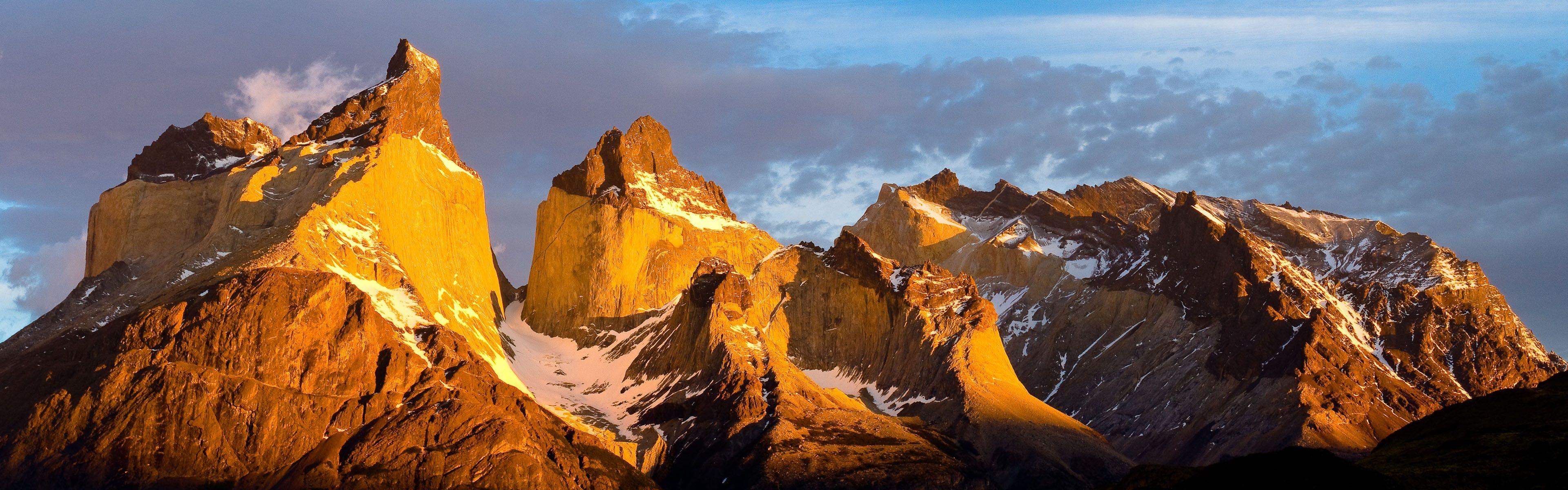 3840x1200 Wallpaper Torres del Paine National Park, Chilean Patagonia, mountains 3840x1200 Multi Monitor Panorama Picture, Image