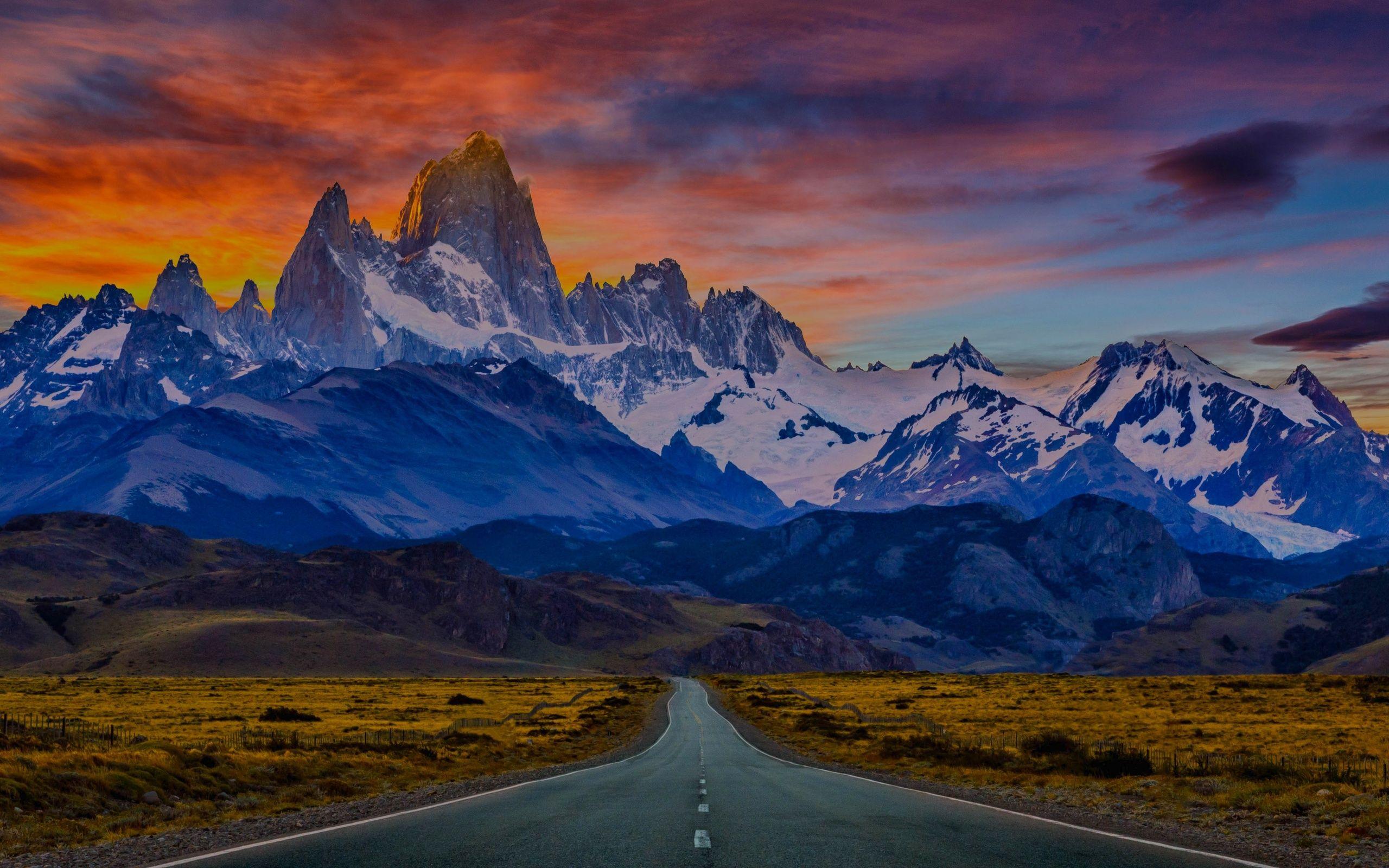 2560x1600 Download wallpaper Torres del Paine National Park, sunset, mountains, Patagonia, Chile for desktop with resolution 2560x1600. High Quality HD picture wallpaper