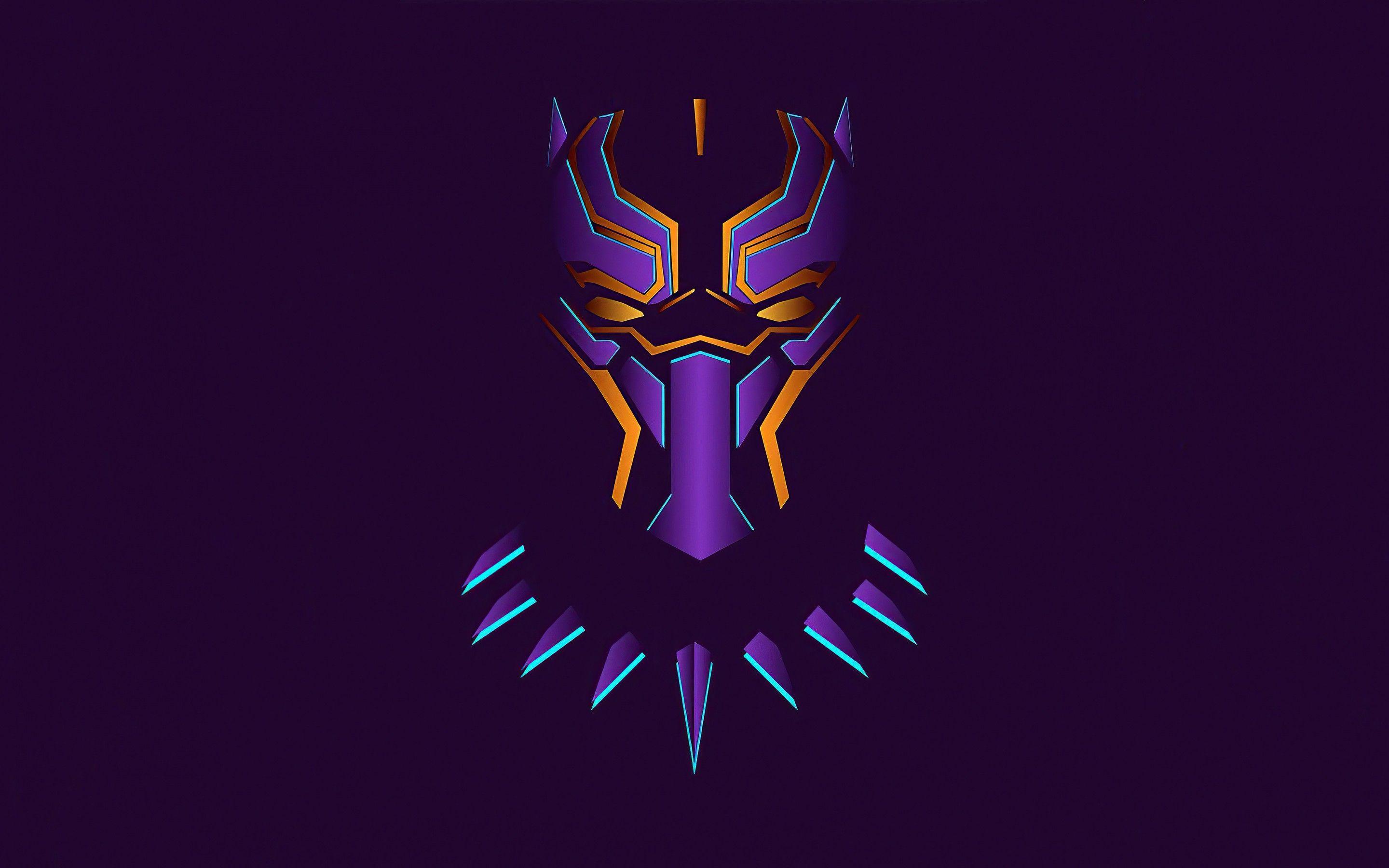 2880x1800 Black Panther 4K Wallpaper, Purple background, Minimal art, Graphics CGI