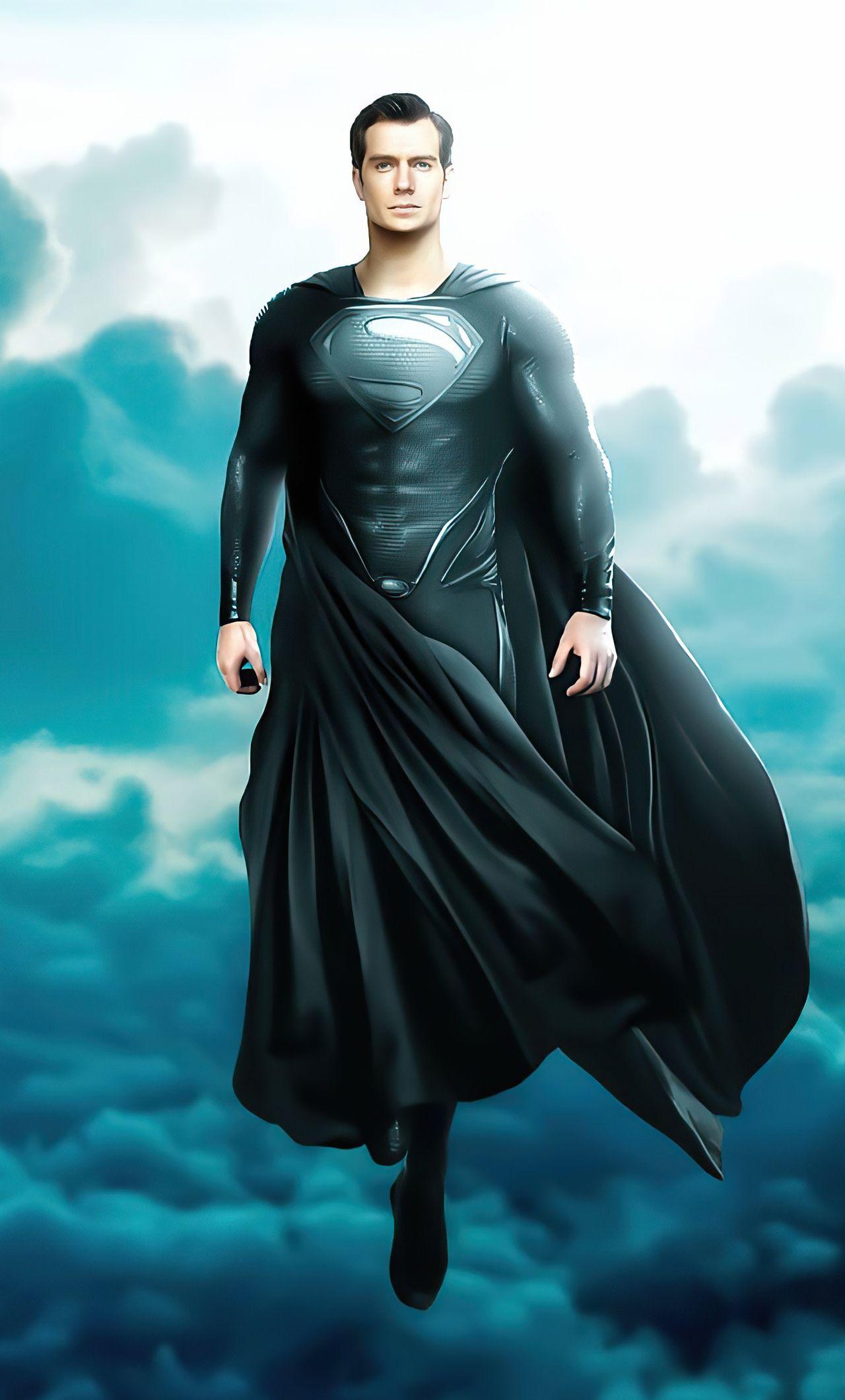 1280x2120 Black Suit Superman Beard .
